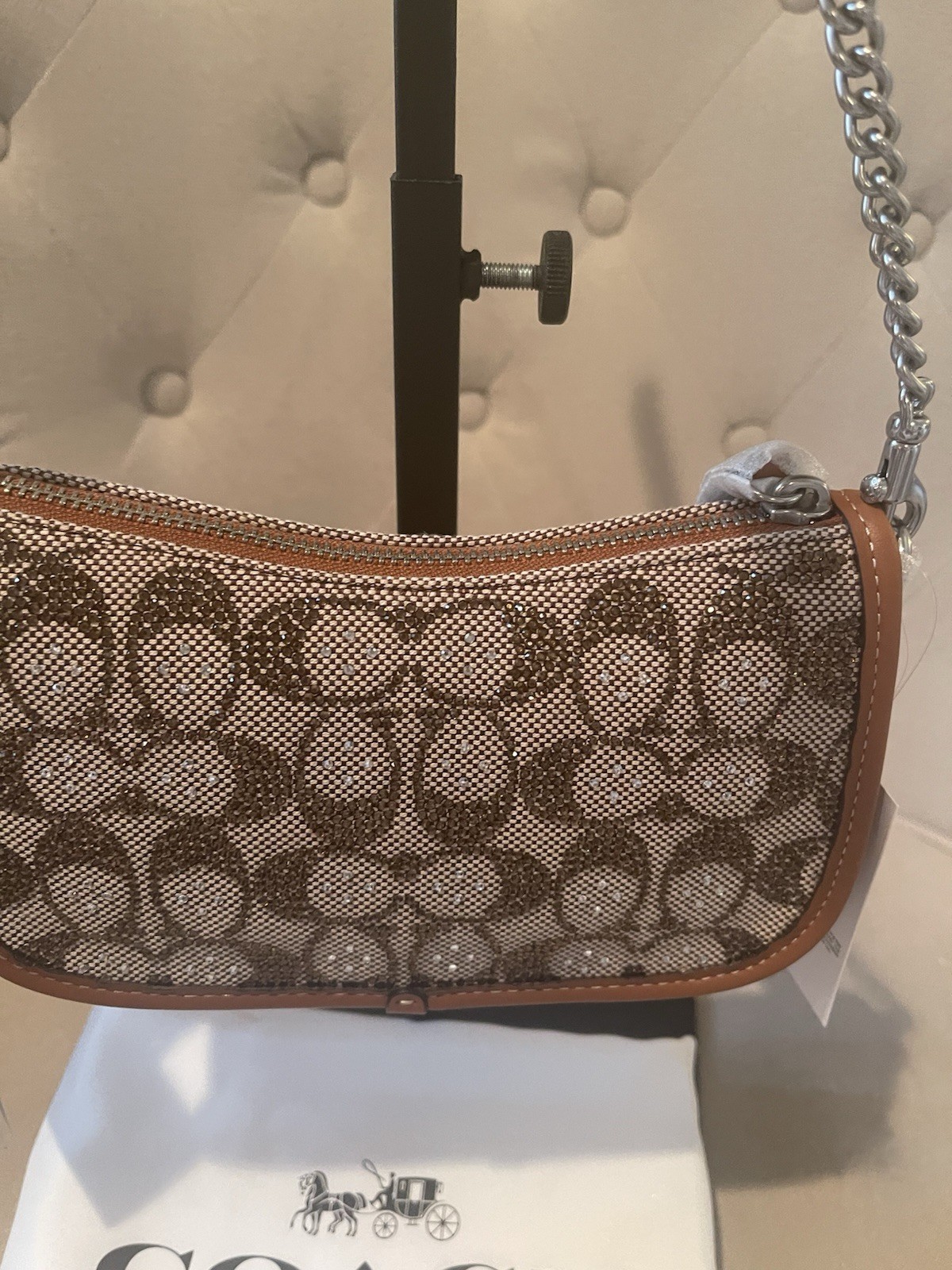 Coach Swinger 20 Crystal Bag Burnished Amber Signature Jacquard Gift Boxed NWT
