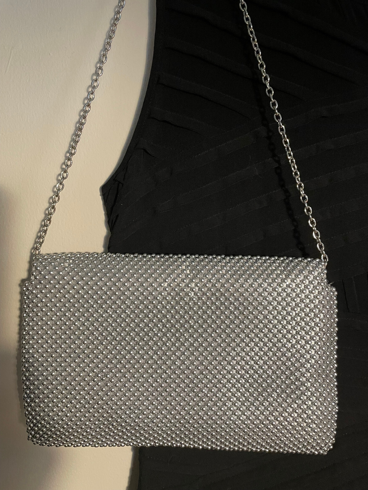Style & Co compact silver toned shoulder bag, Dressy, Shoulder strap