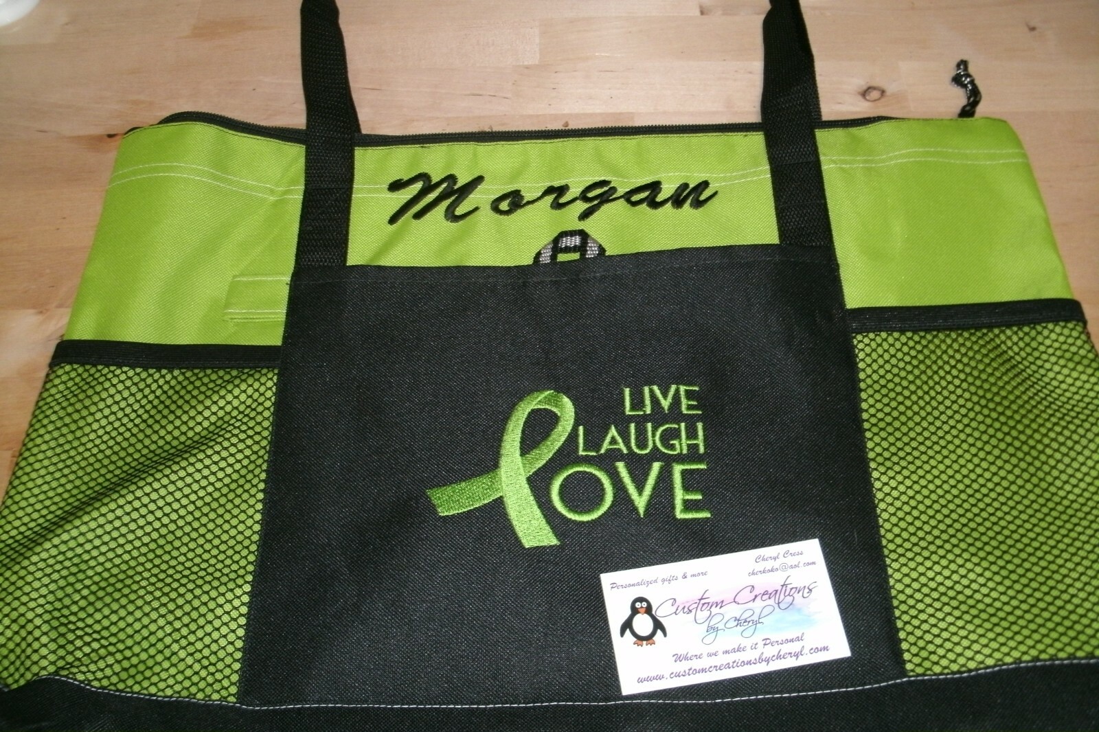 Live Laugh Love Personalized Tote Bag, Any color Chemo Bag, Cancer Awareness Bag
