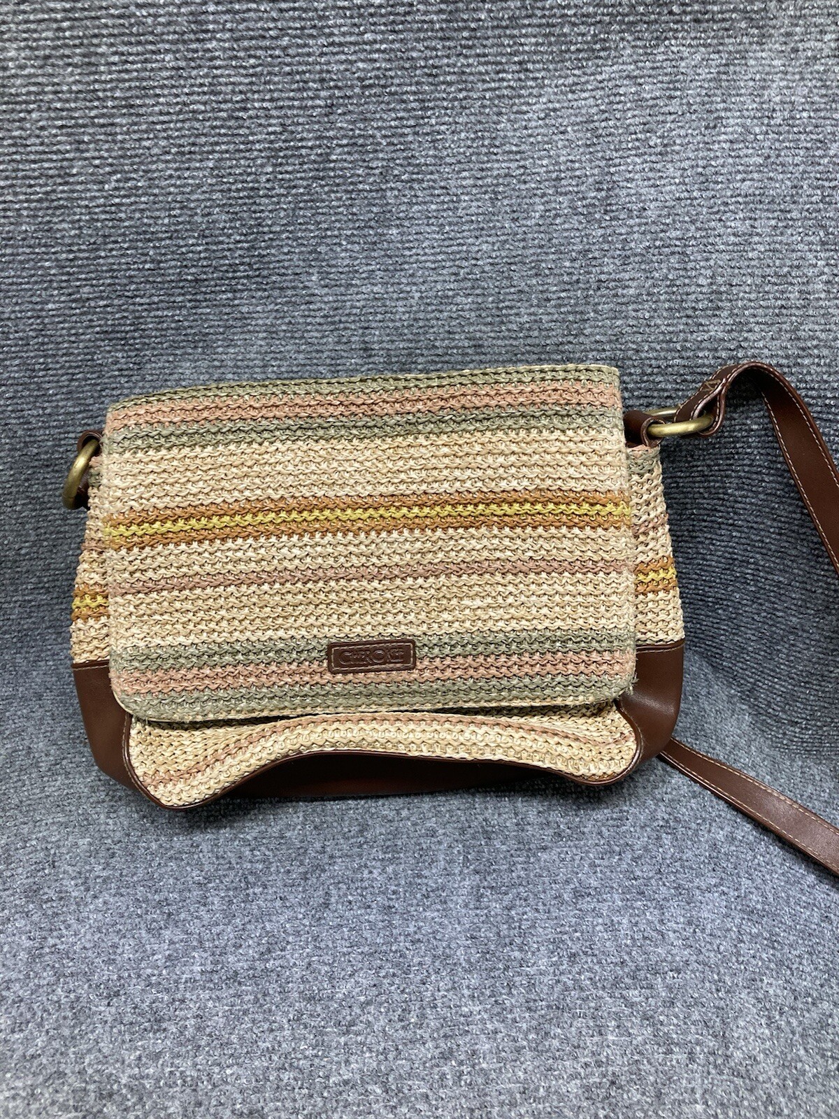 Cherokee straw weave crossbody Purse With Brown Leather Strap