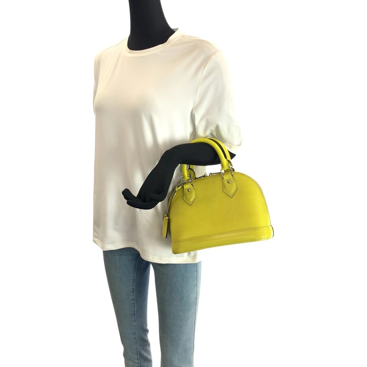 Louis Vuitton Alma BB M57446 Epi Leather 2Way Shoulder Handbag Yellow LV Auth