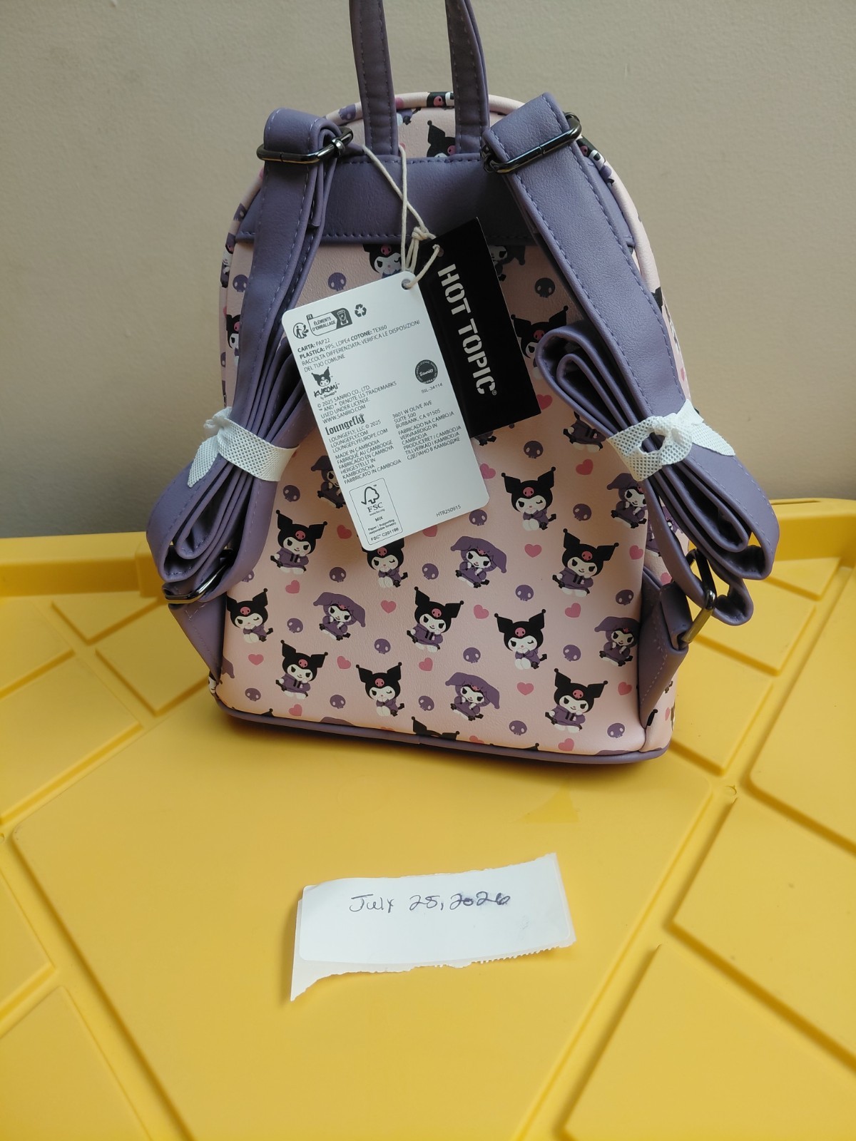 Loungefly Sanrio Kuromi Mini Backpack Pink Purple All-Over Print Zip