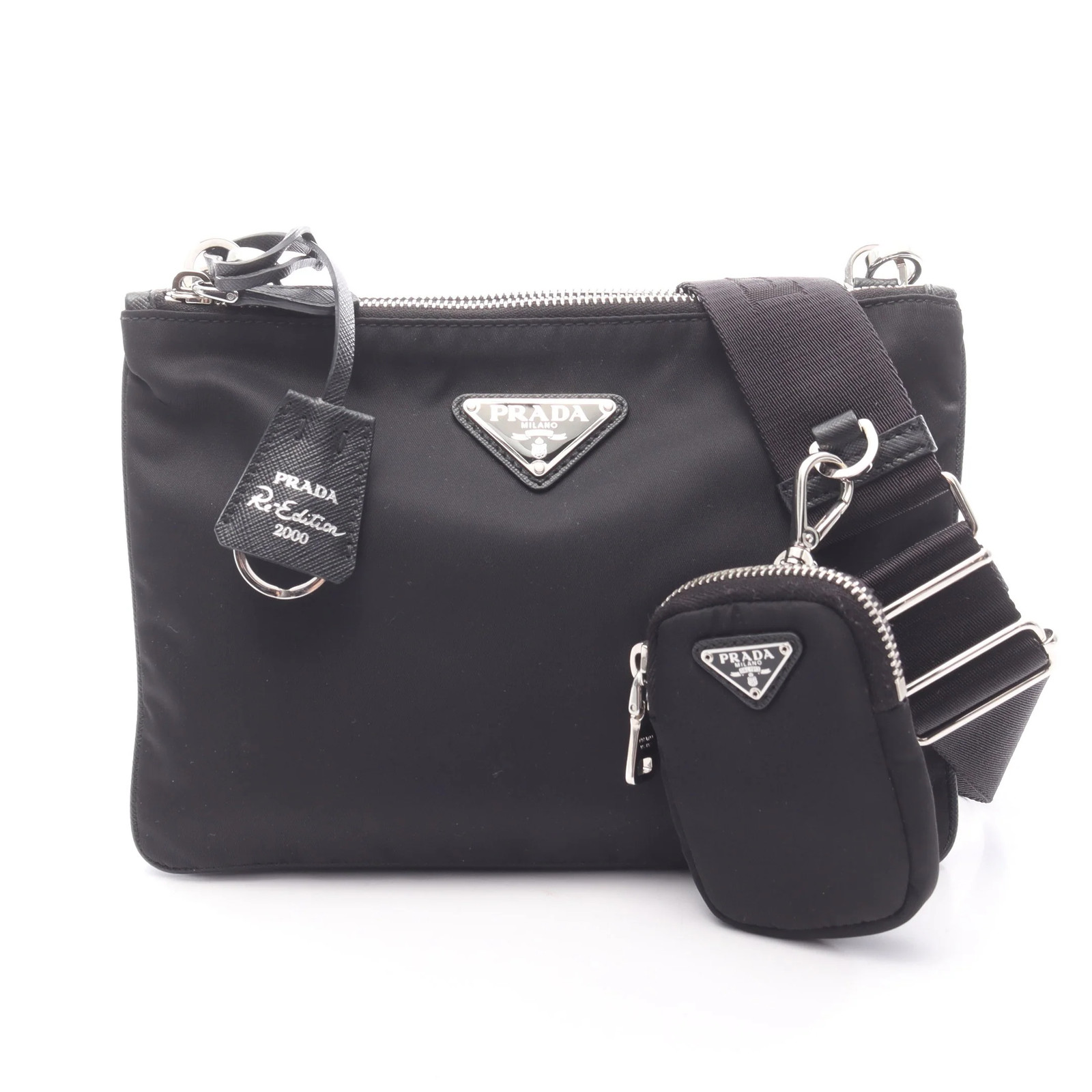 Prada Re-Edition 2000 Shoulder Bag Black Leather #RCB4137