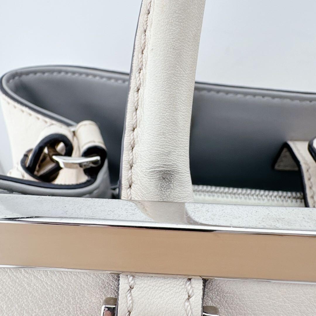 Fendi 2Jours Leather 2 Way Shoulder Bag Beige Gold Hardware Auth From JAPAN