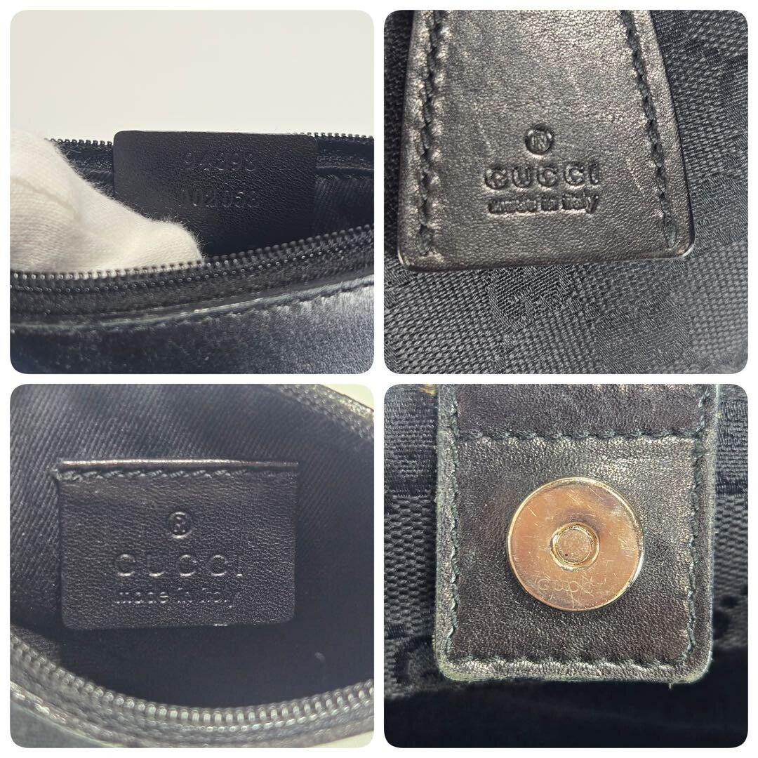 GUCCI Shoulder Tote bag GG canvas leather black Authentic From Japan