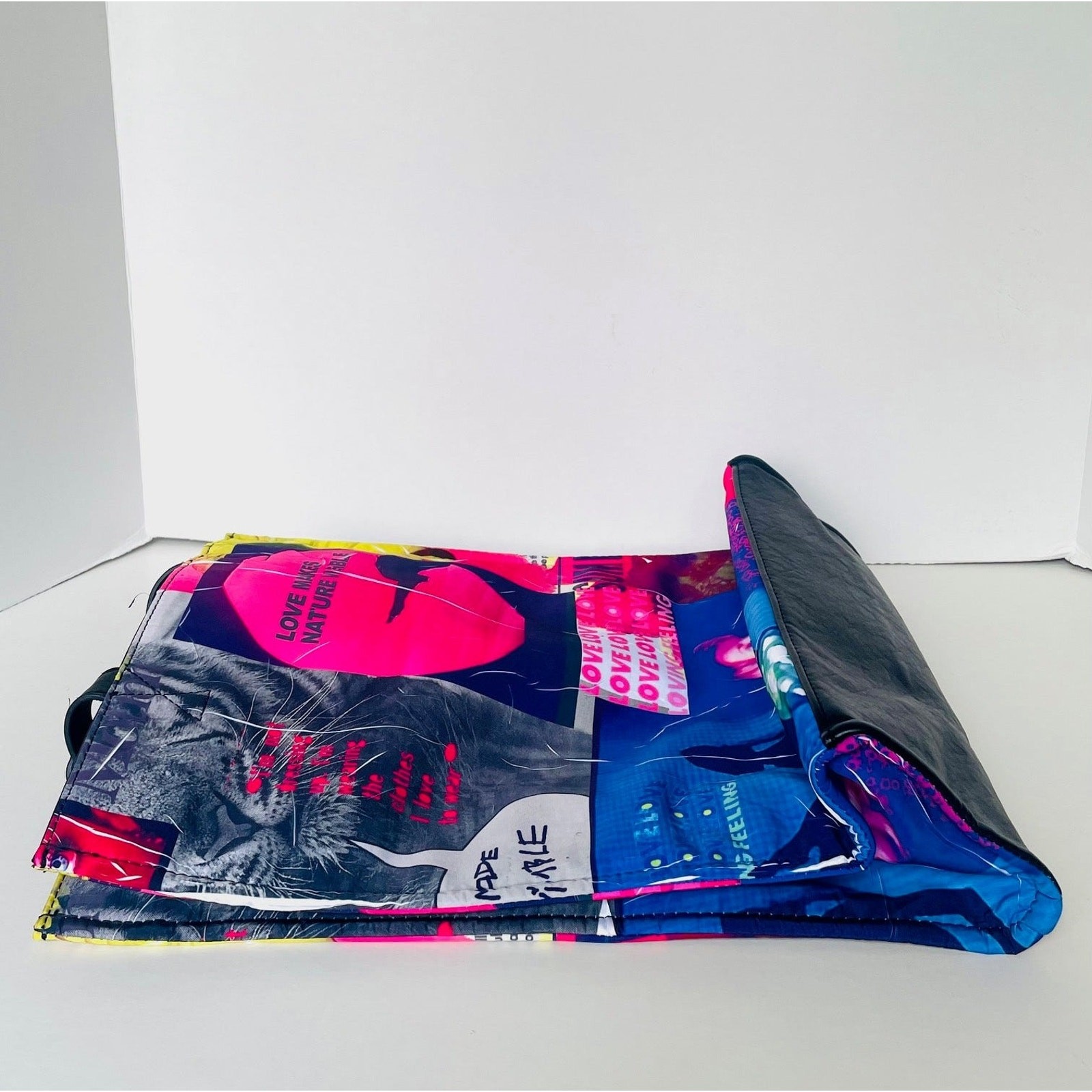 Desigual Large Collage Tote Bag Recycled Crinkle Nylon Graphic Shopper