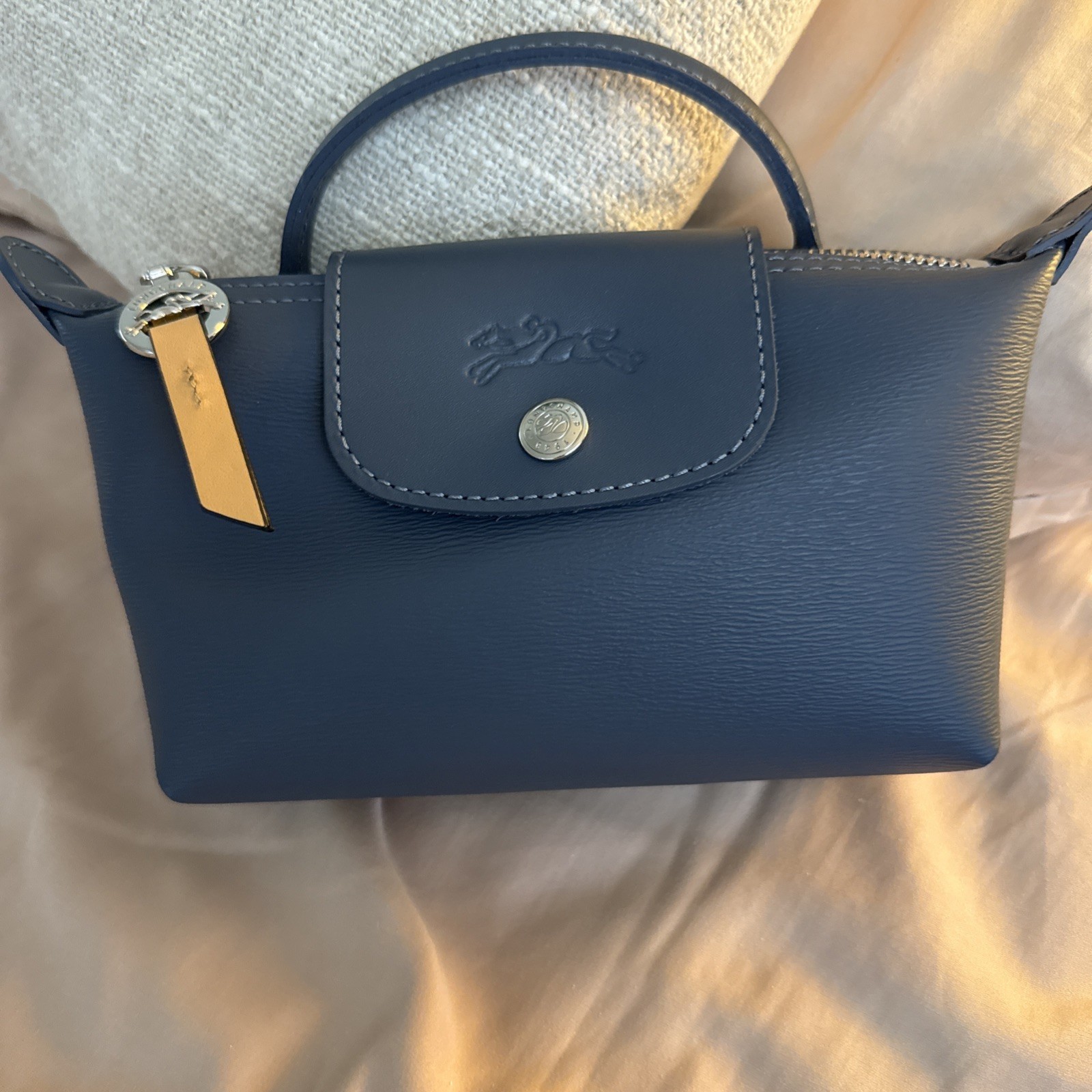 Longchamp Le Pliage City Mini Top Handle Cosmetic Pouch Slate New w/Tags