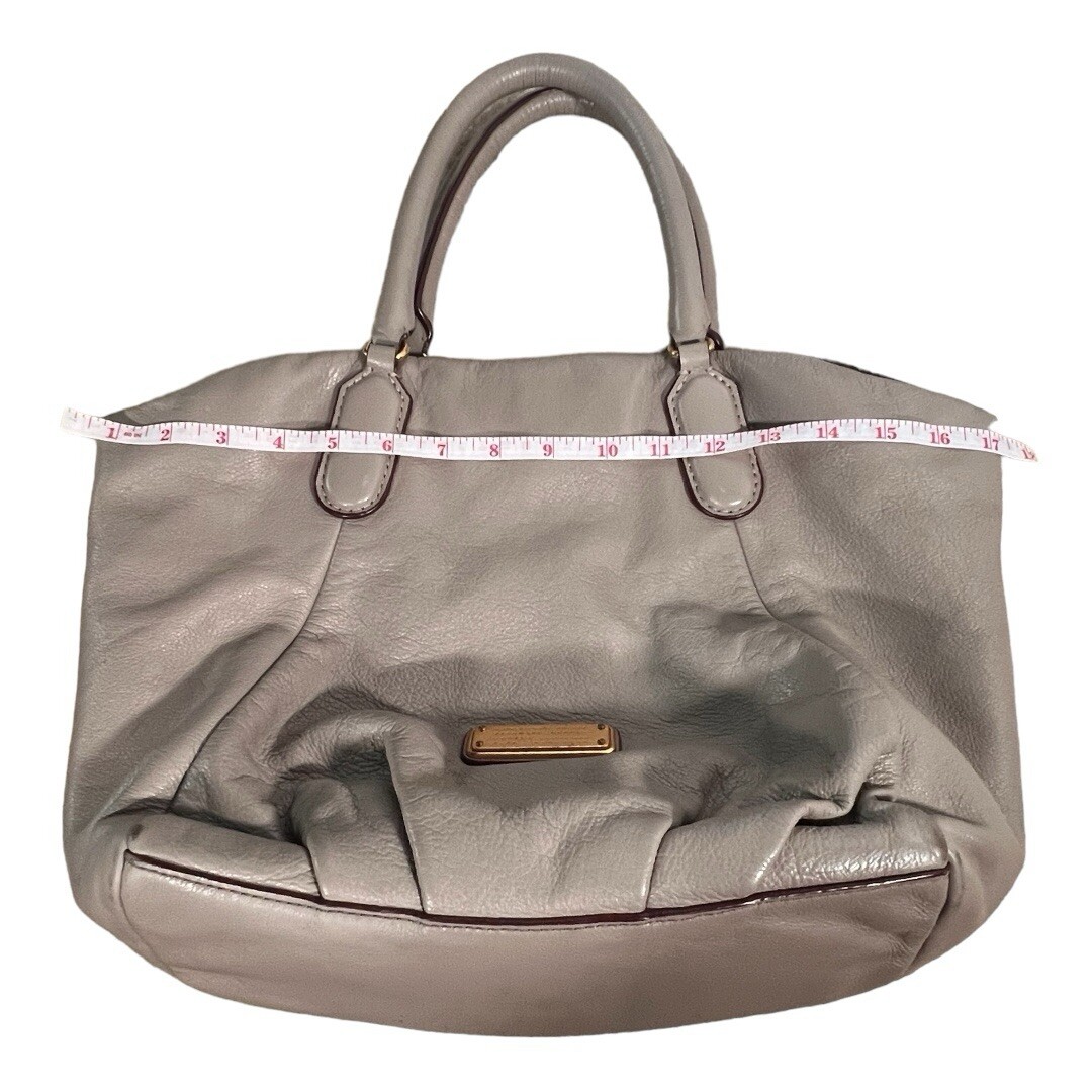 MARC by Marc Jacobs Classic Q Fran Satchel Bag Pebbled Leather Cement Gray