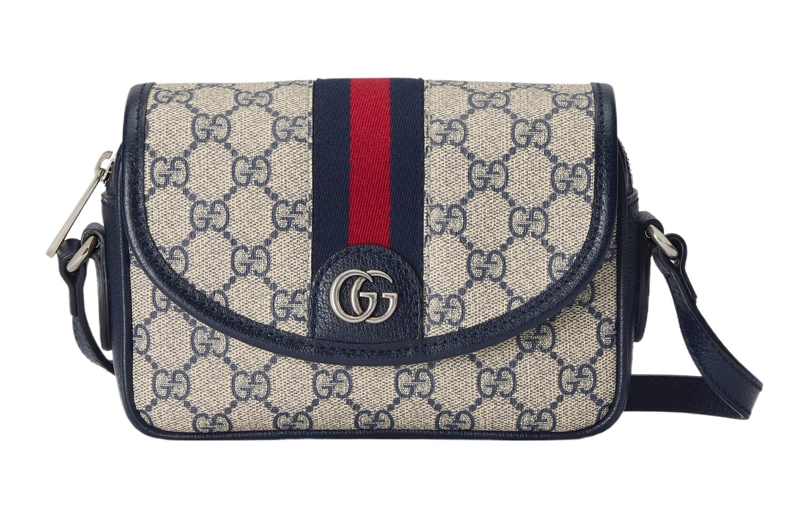 GUCCI Shoulder Bags Leather Blue Beige Women 7.5 x 2.0 x 5.1 in
