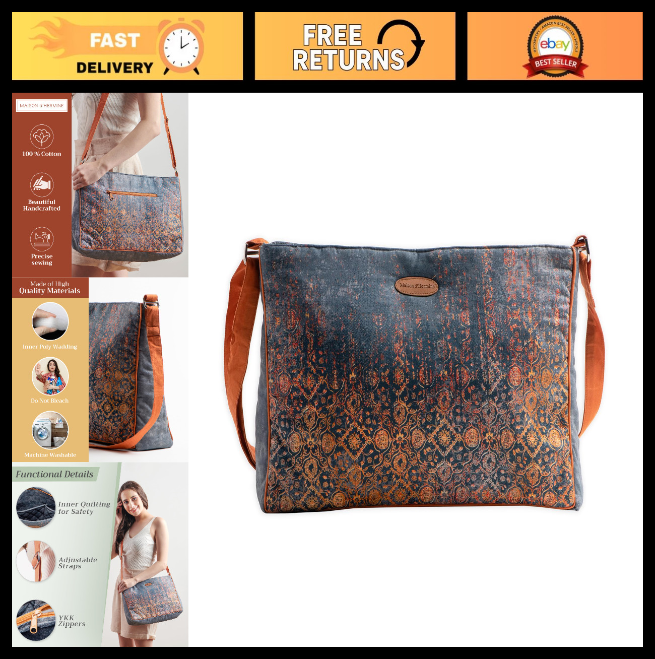 Stylish Cotton Shoulder Bag for Women – Versatile Handbag, Perfect for Everyday