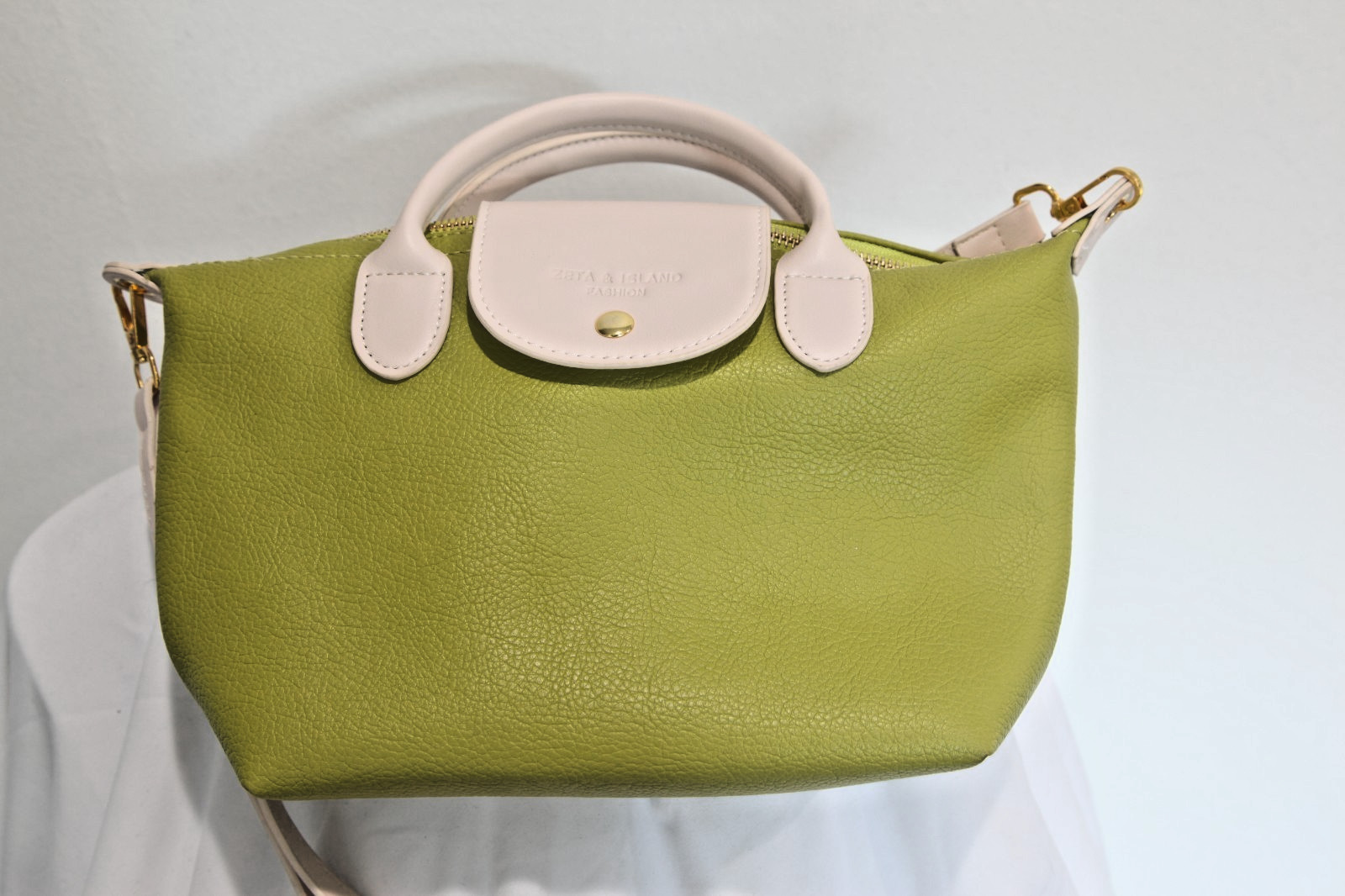 Women’s Zeta & Island Lime Green and Beige Shoulder Handbag with Strap