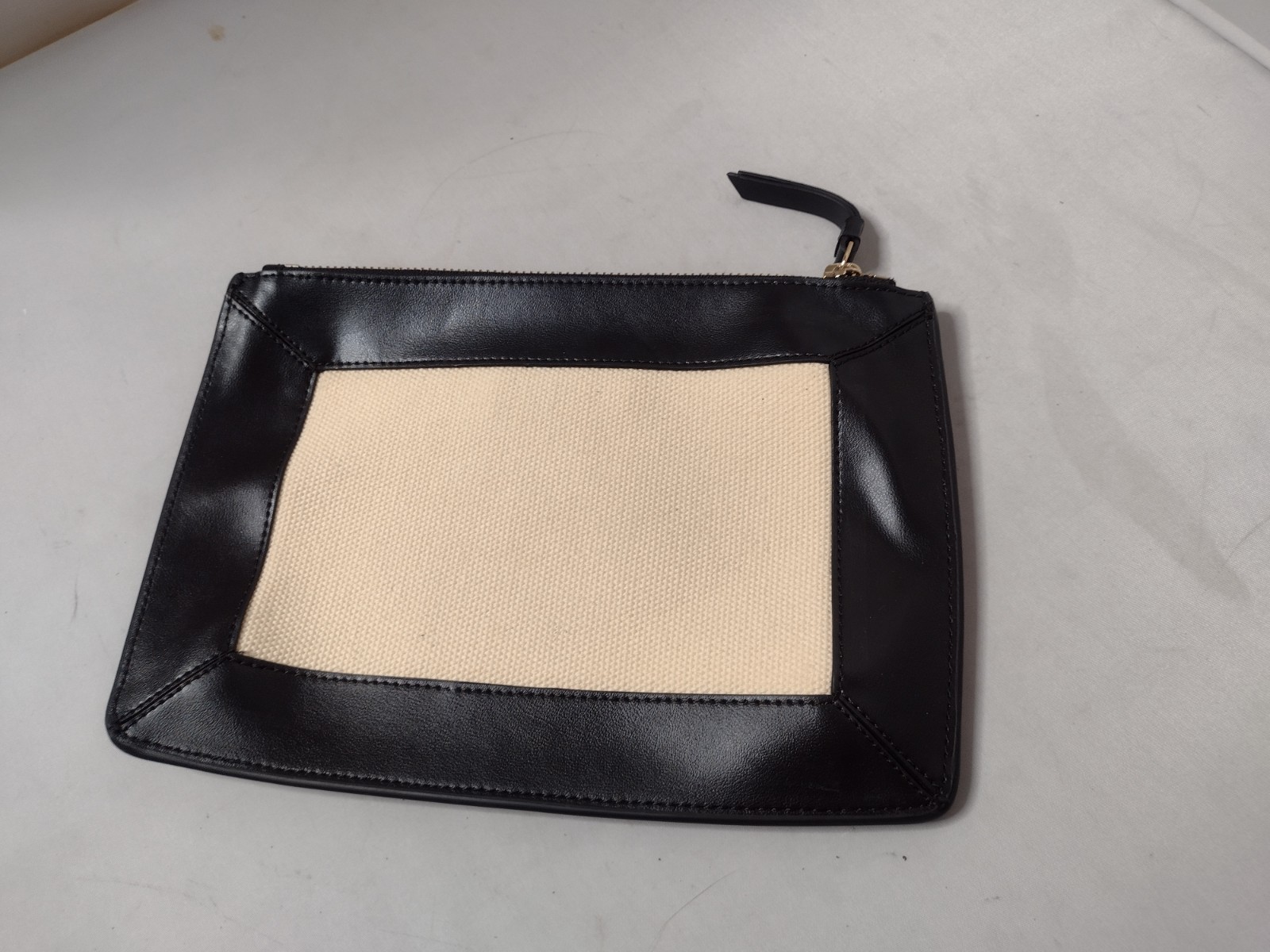 & Other Stories Canvas Zip Pouch Bag Black Ivory Cosmetic Travel A2