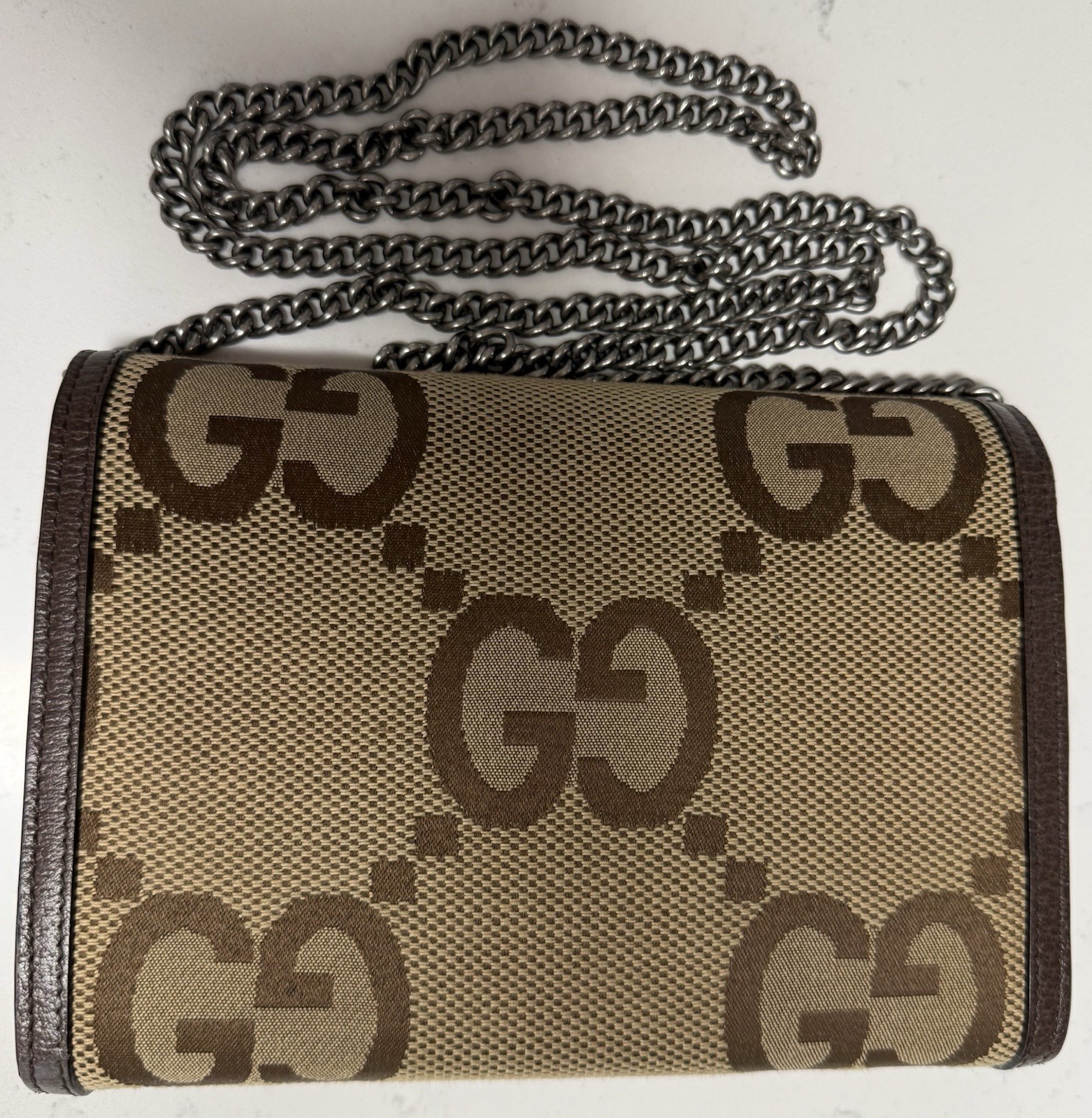 Gucci Dionysus Jumbo GG Chain Shoulder Bag – Camel Ebony Pre-Owned