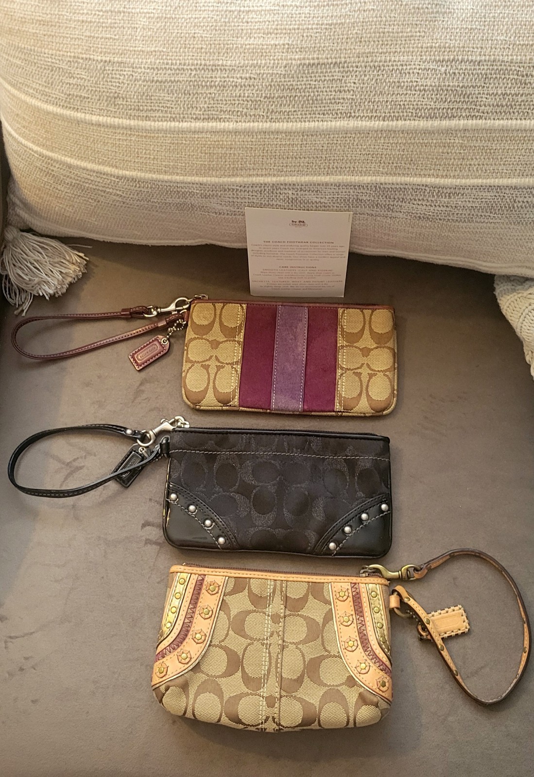COACH LOGO & LEATHER TRIM VINTAGE QUALITY WRISTLETS × 3
