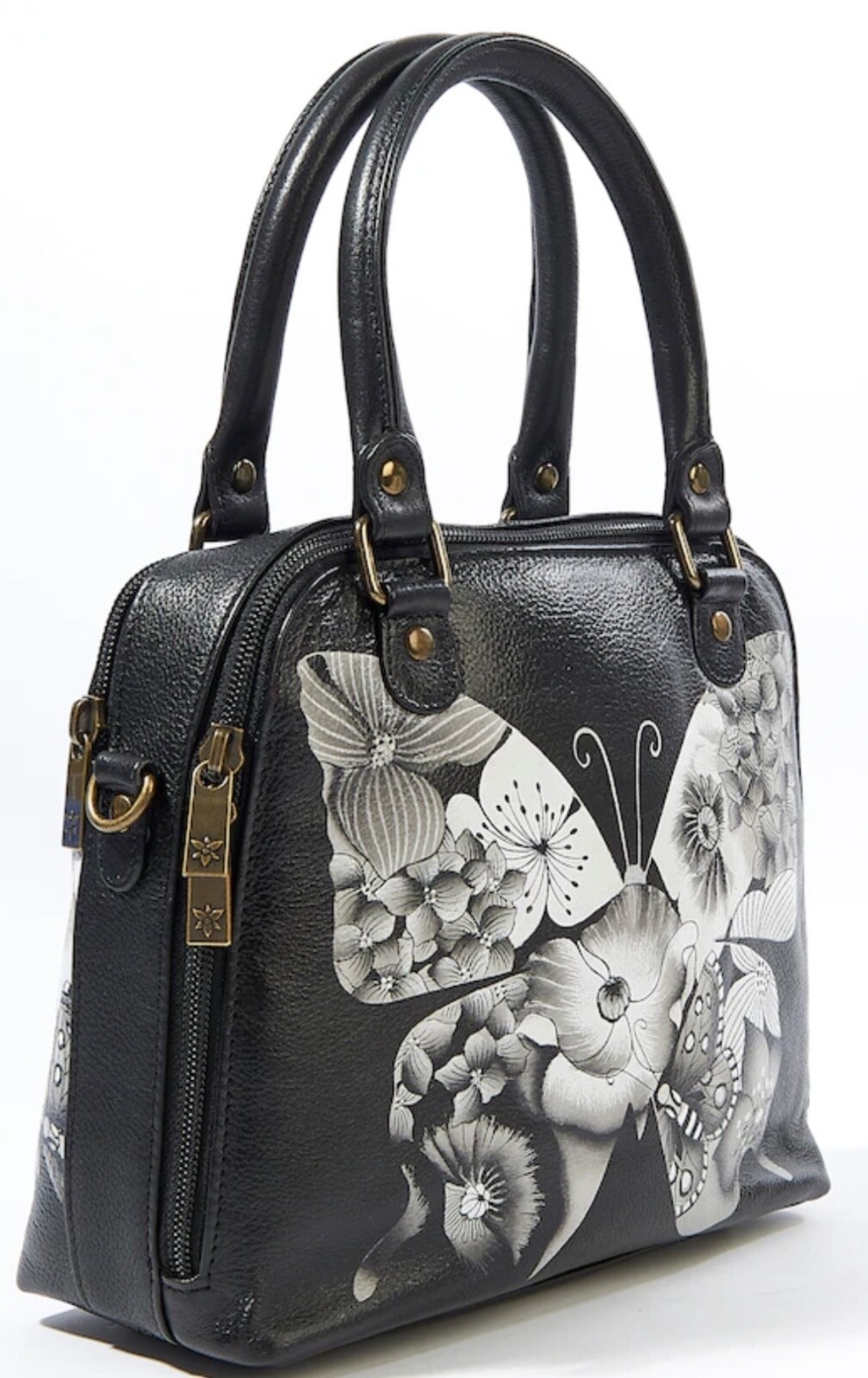 ANUSCHKA NWT🦋RFID Convertible Organizer Satchel/Crossbody-Butterfly Mosaic 7465
