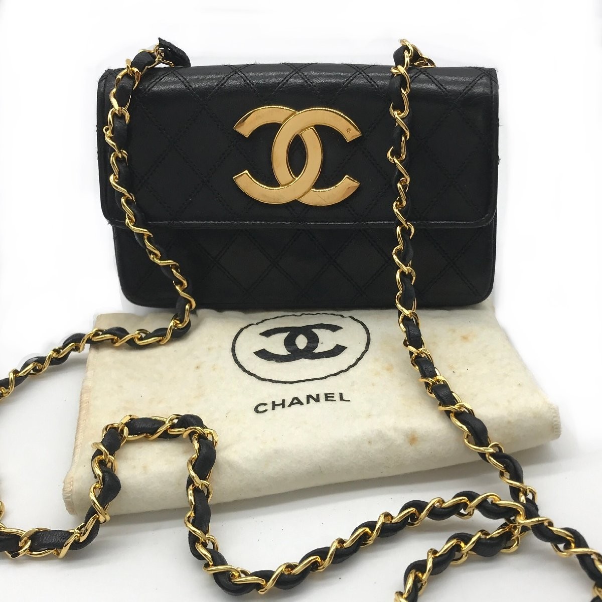 CHANEL Bicore Mini Chain Shoulder Bag Black Leather W18.5cm H12cm D5cm Dust Bag