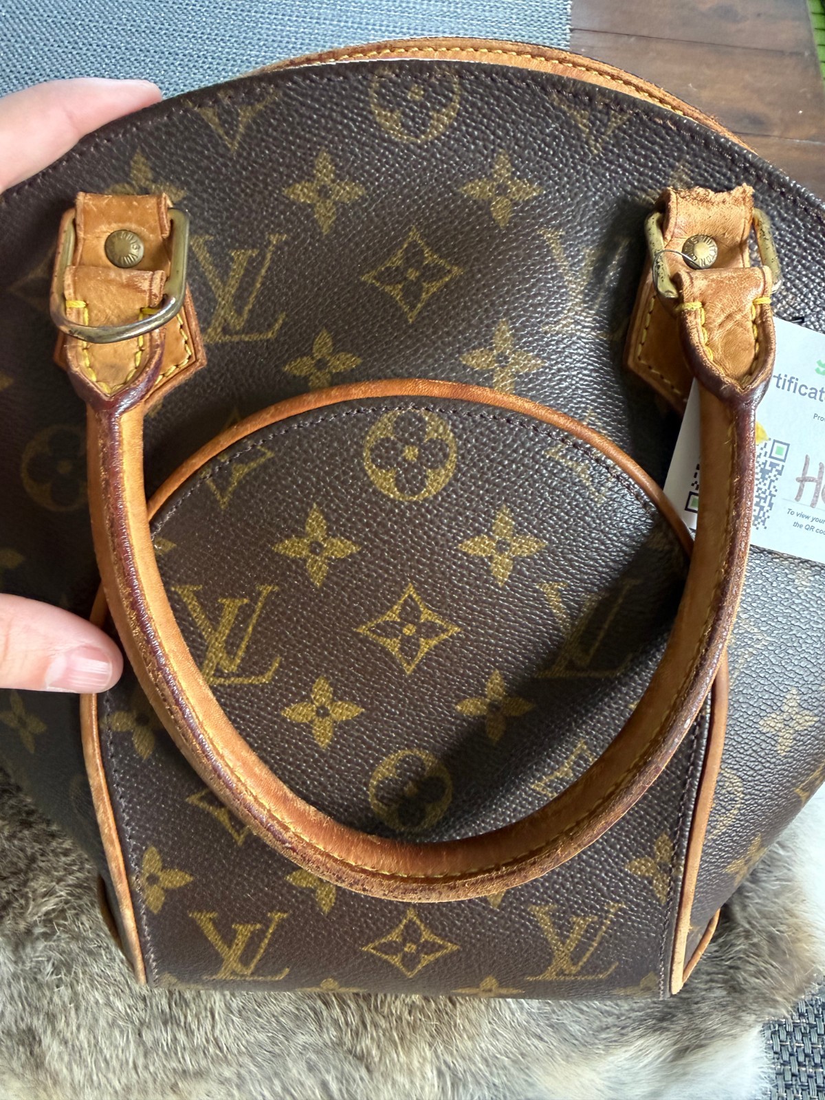 Louis Vuitton Ellipse Handbag MM Brown Canvas