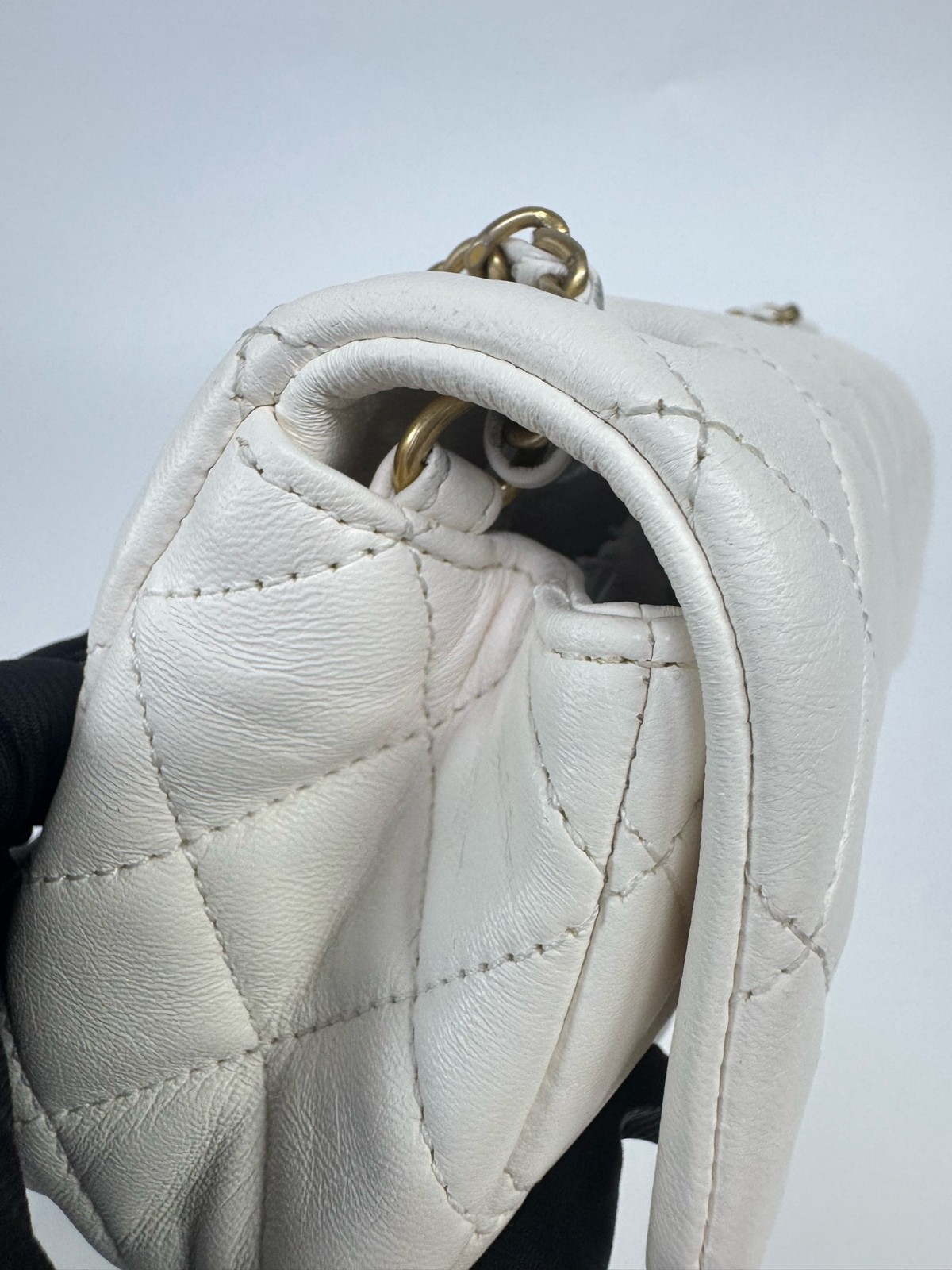 Chanel Classic Flap Large Mini Golden Ball Off-White Lambskin Gold HW Microchip