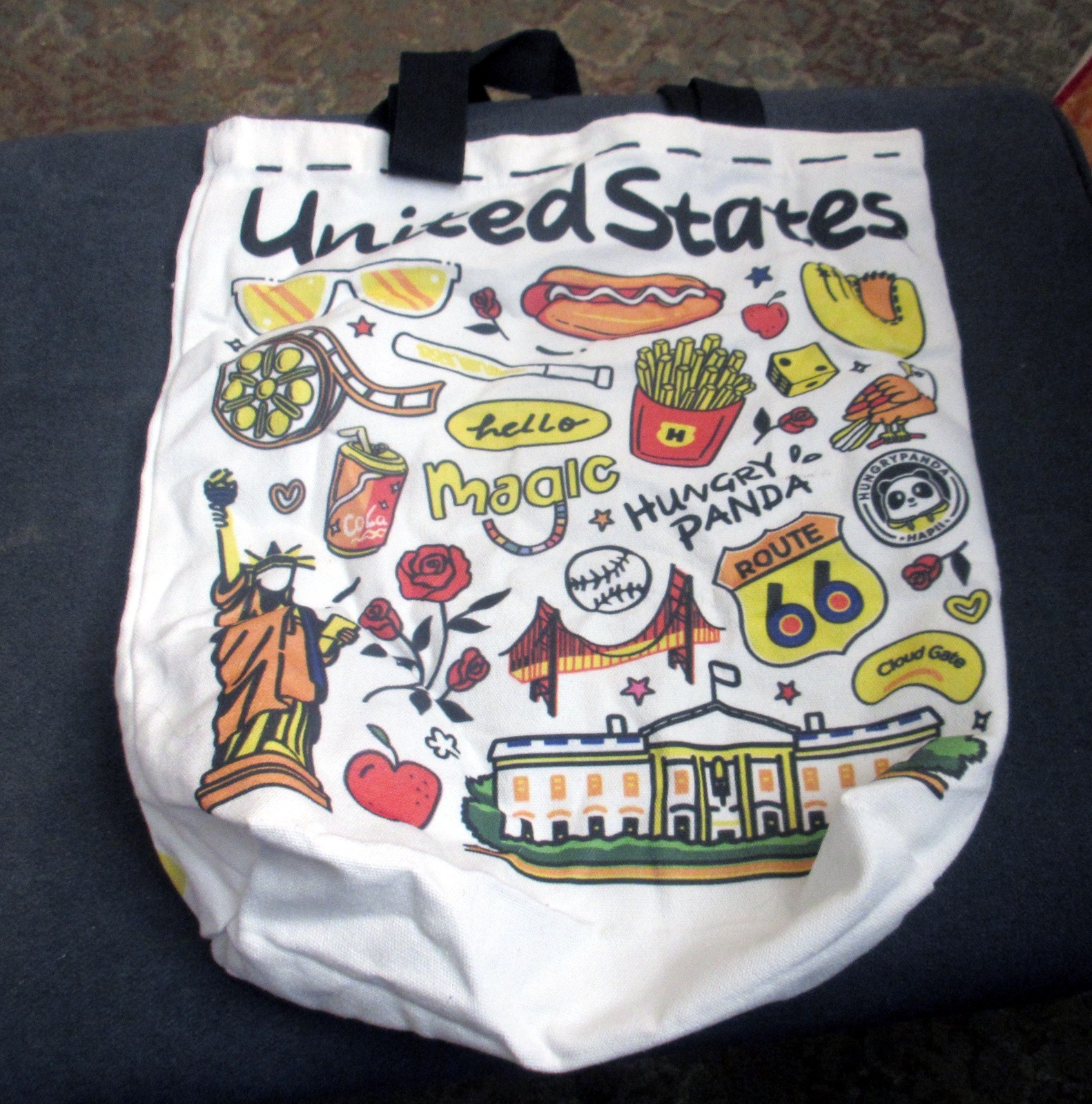 Hungry Panda Canvas Tote Bag United States Shopping Bag White House America