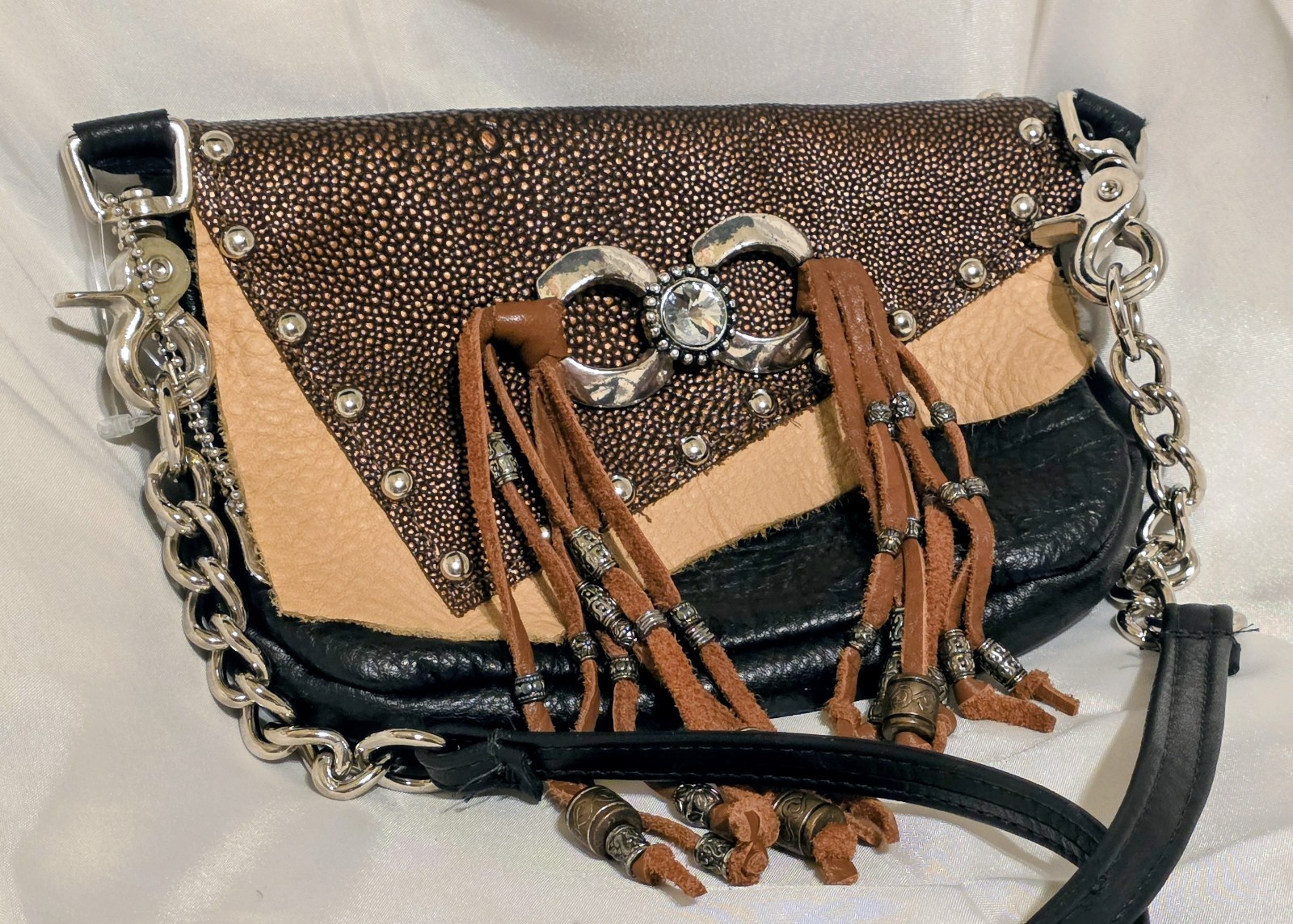 HIP BAG SOFT LEATHER PURSE WESTERN CROSSBODY HANDMADE IN USA APX.8″L×6″H