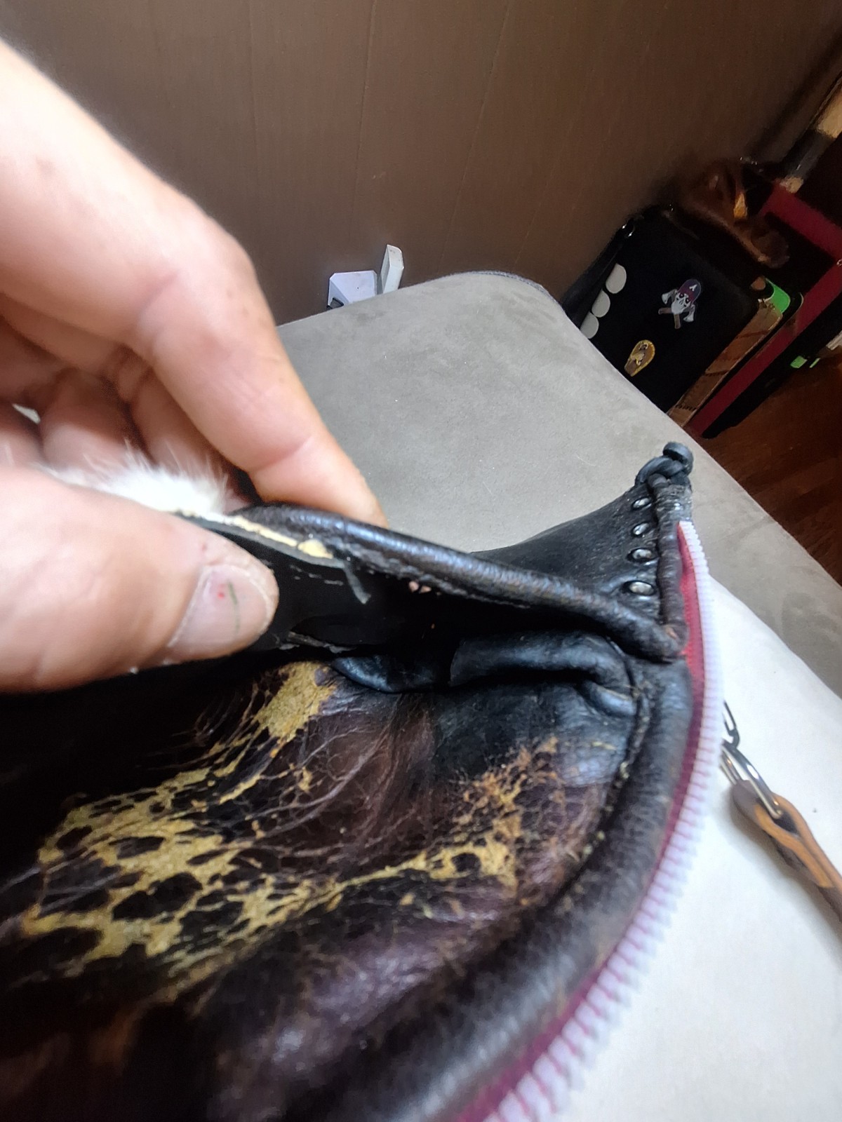 Custom Upcycled Vtg FB Baseball Mitt Shoulder Crossbody Hip/Sporran Real Fur Bag