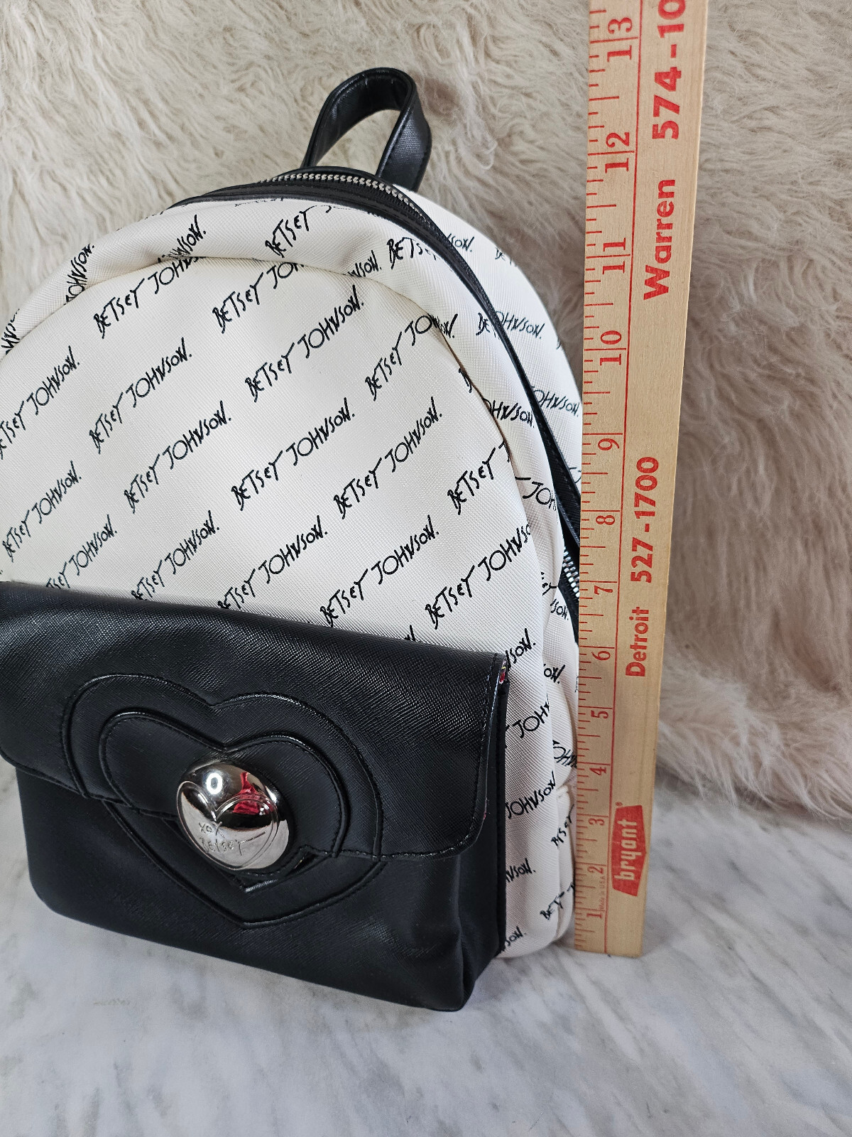 Betsey Johnson White and Black Signature Back Pack