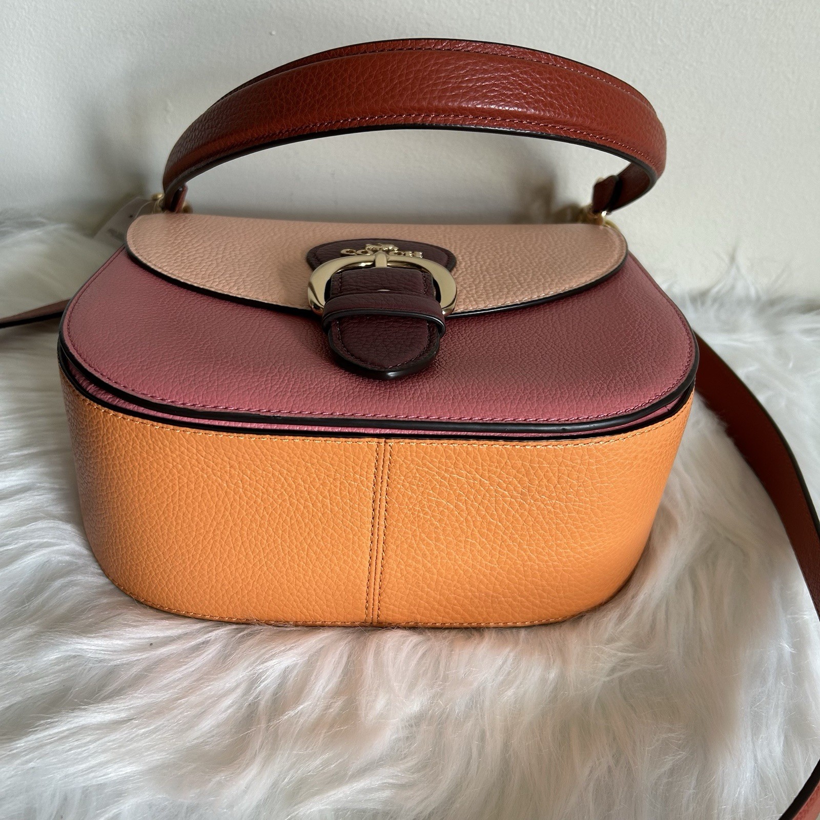 Coach Kleo 23 Faded Blush Multi Pebbled Leather Shoulder Bag NWT