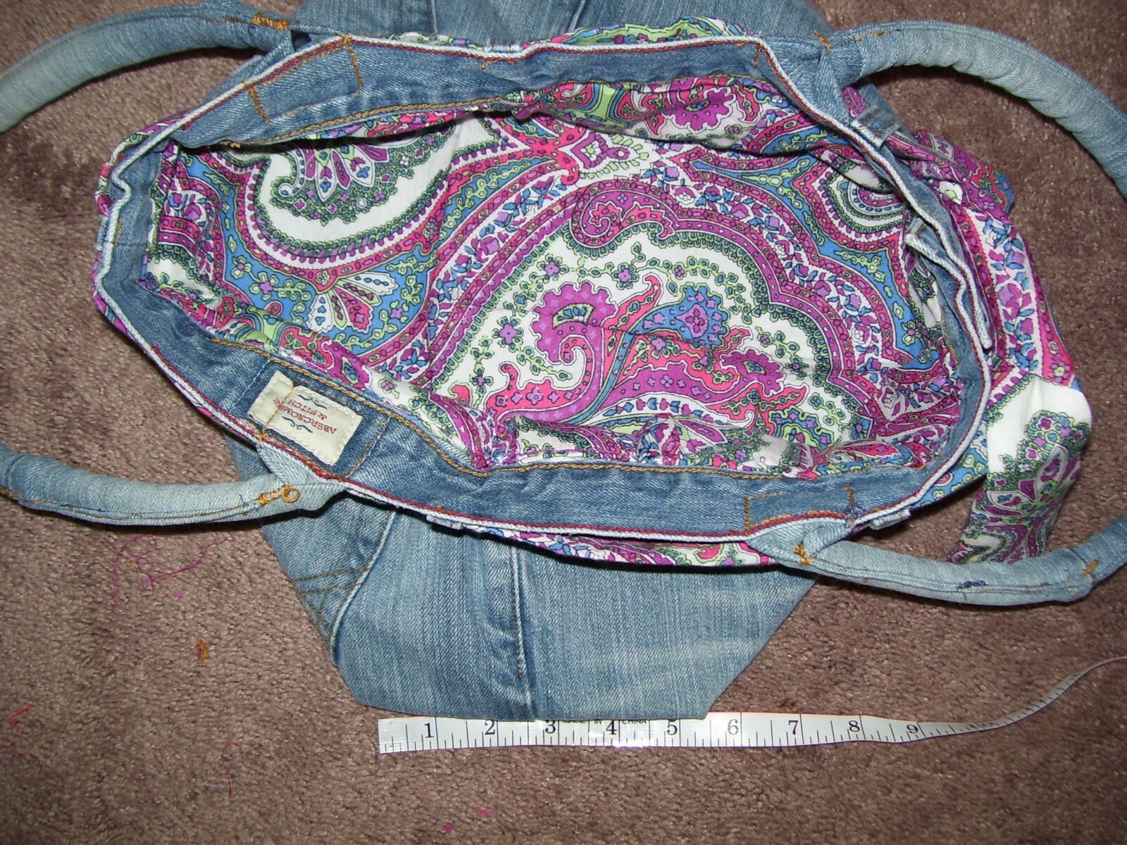 Homemade Belted Denim Handbag 2 Handles Tote Shoulder Bag Purse Hobo