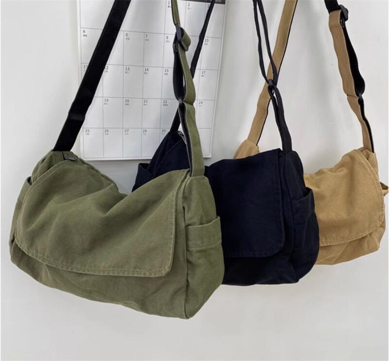 Japanese Casual Canvas Satchels Crossbody Messenger Bag Shoulder Bags literary