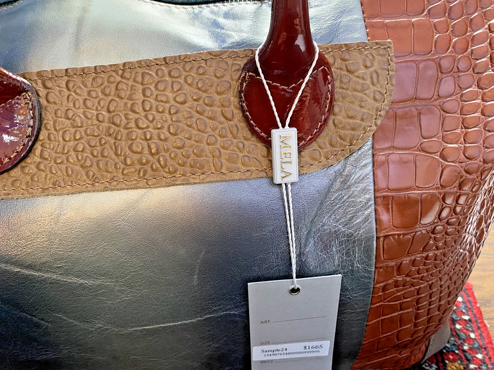 Colorful Handmade Italian Leather Large Designer Handbag One-of-a-Kind Sample