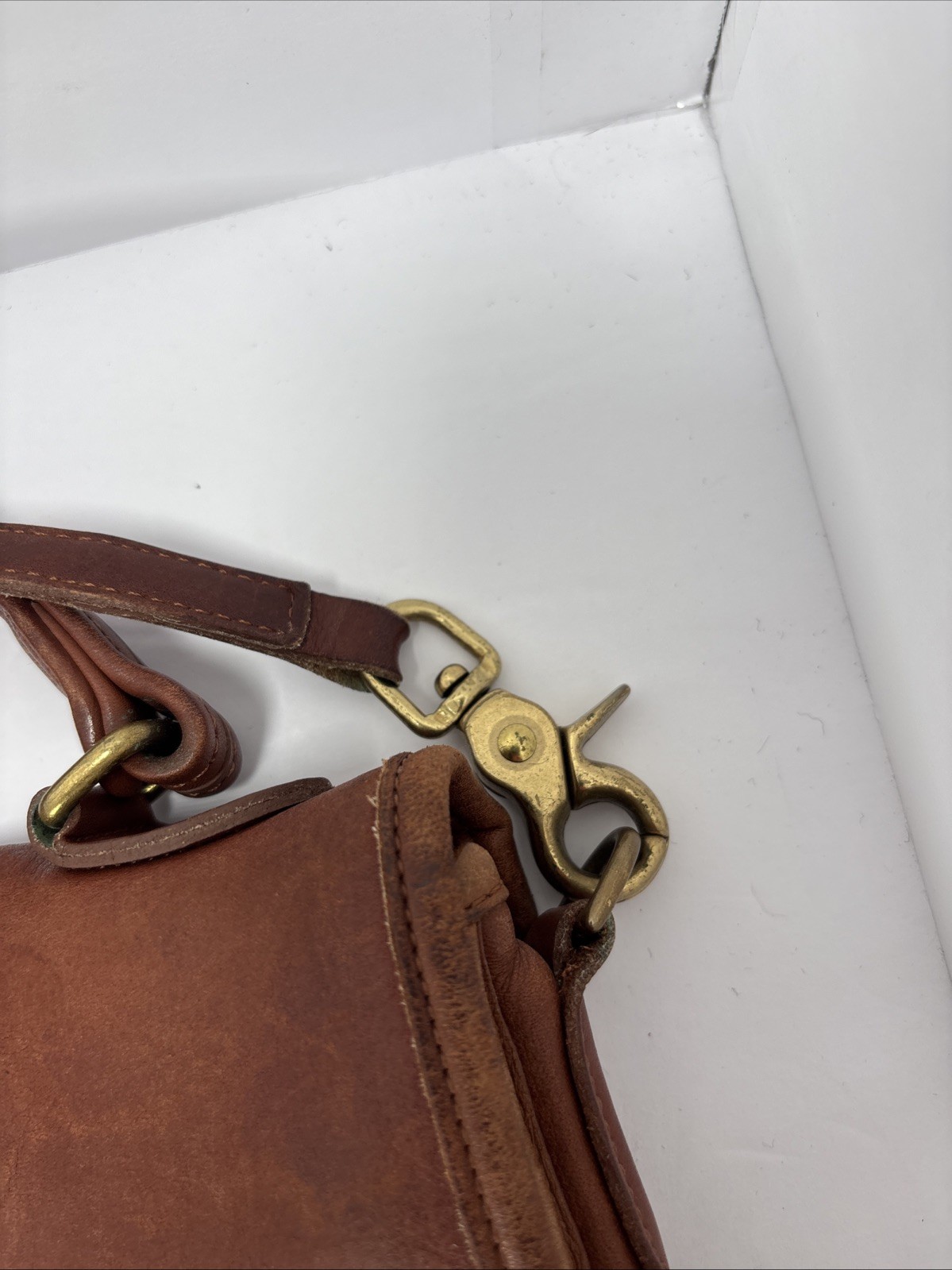 Vintage Coach Station Bag 5130 Brown Leather Turn Lock Crossbody Purse Satchel