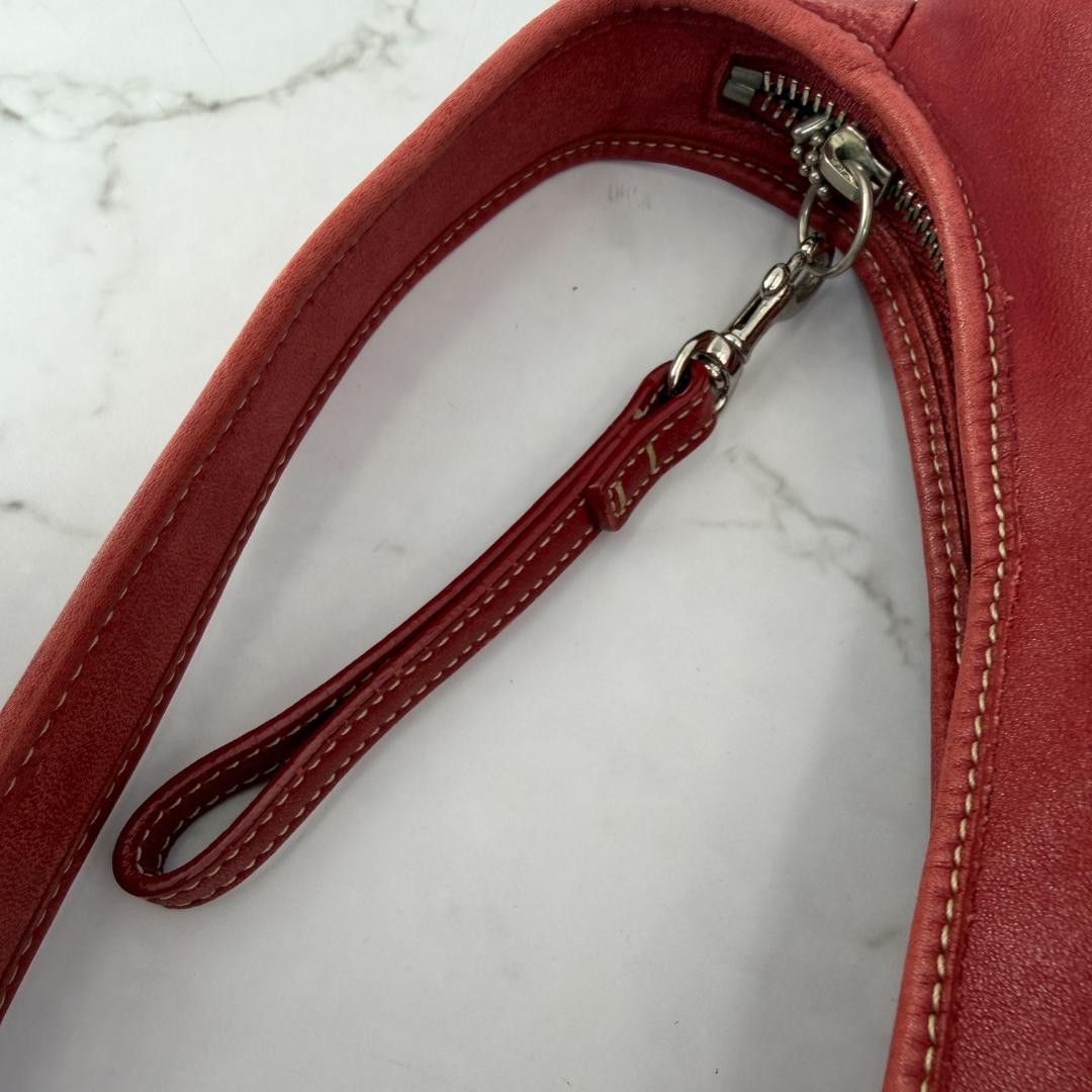 COACH 9221 Red Leather Ergo Hobo Shoulder Bag Crescent Rare Color 15.7in #1102
