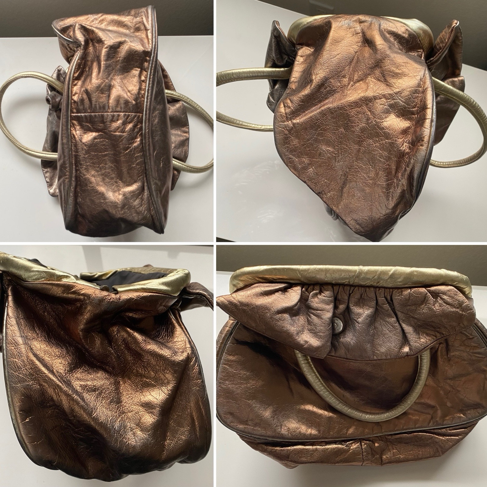 Vintage Dawli Leather Purse Made USA Metallic Studded Handbag 1980s