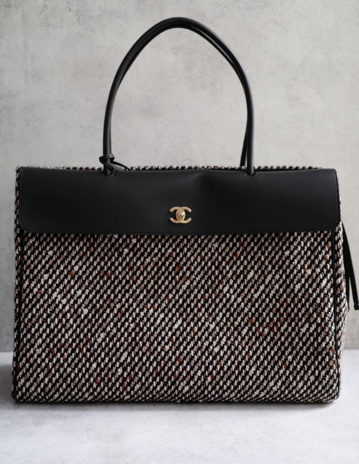 Chanel 26s Large Shopping Bag Black/Ecru Wool Gold Hardware “Matthieu Blazy’s”
