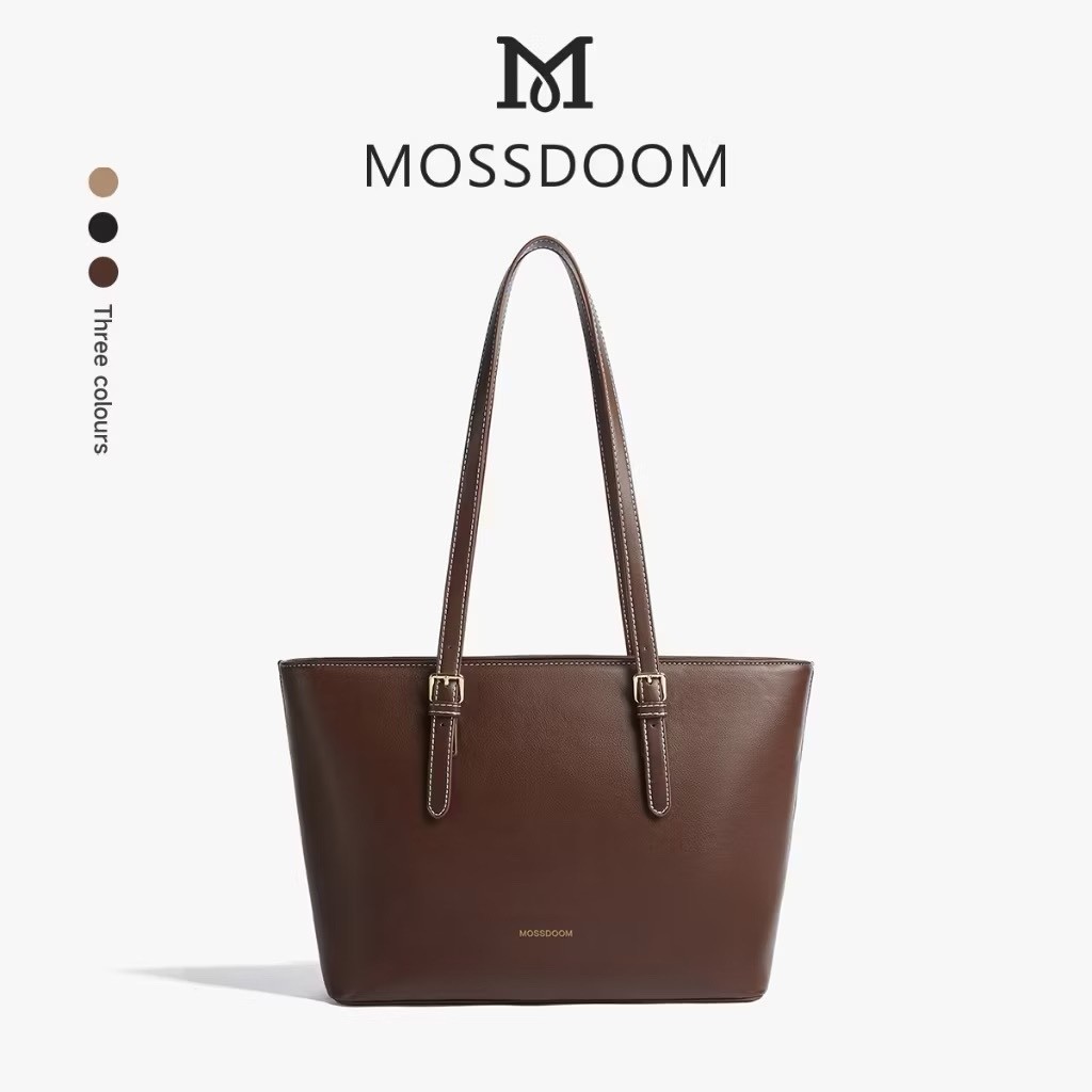 Classic Shoulder Brown Business Bag MOSSDOOM Leather Handle Purse Tote Women Bag