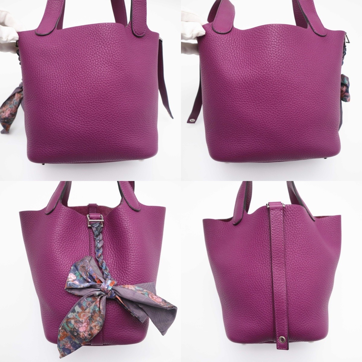 HERMES Picotin Lock 18 Handbag Purple Anemone Taurillon Clemence Leather Z Stamp