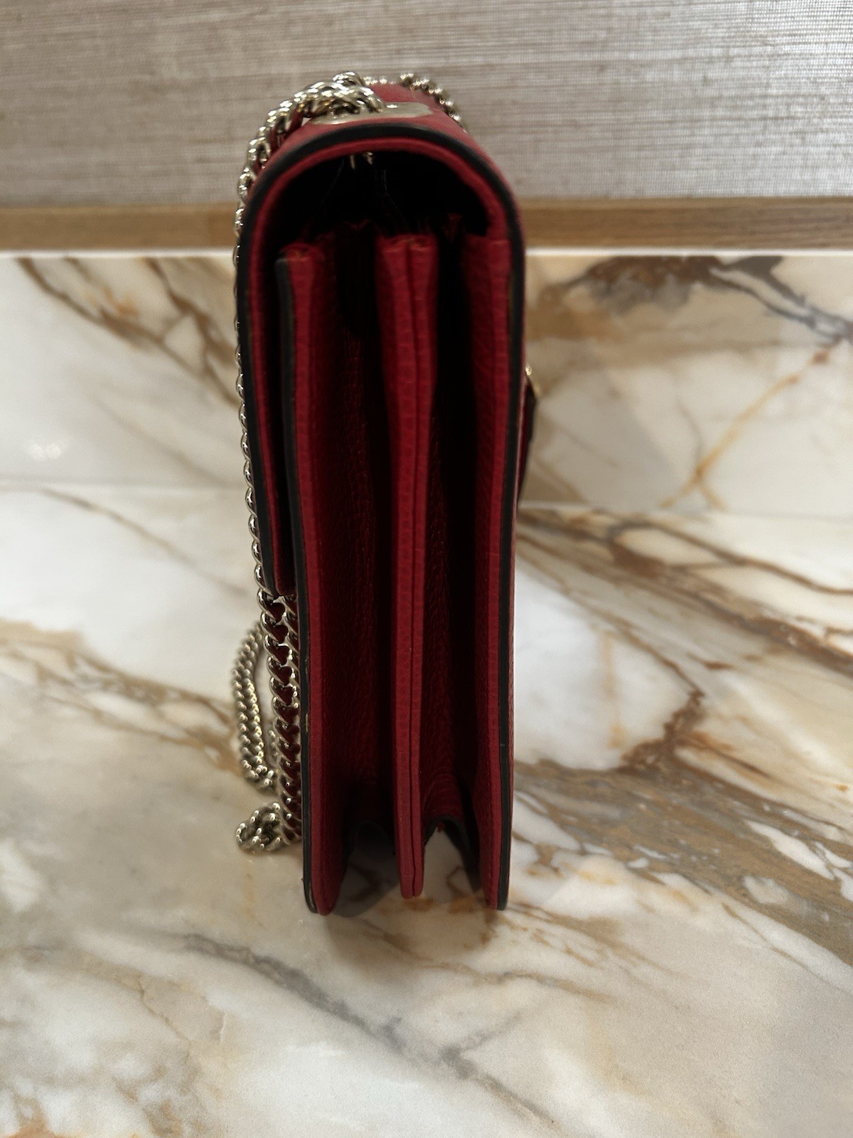 Gucci GG Monogram Web Stripe Zip Crossbody Bag Gold Hardware Chain Strap