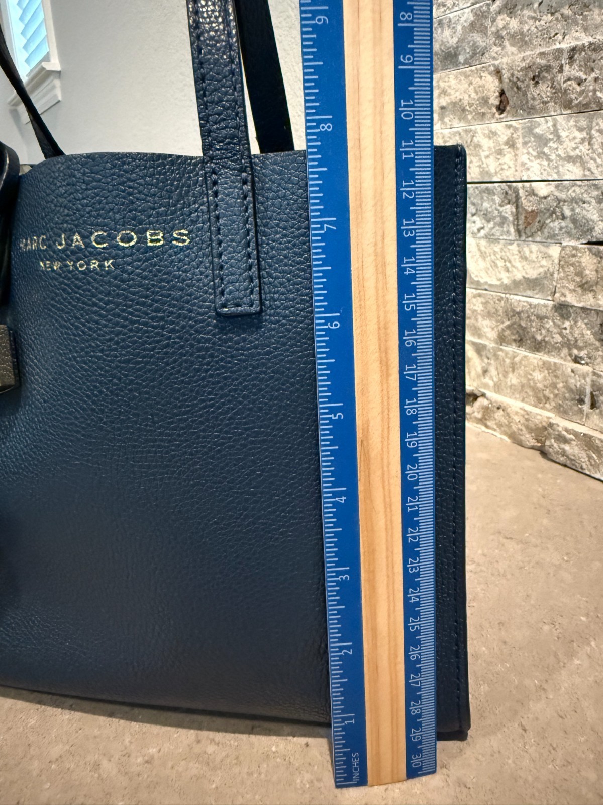 Marc Jacobs Mini Grind Tote Crossbody Navy Blue Pebbled Leather Purse Handbag