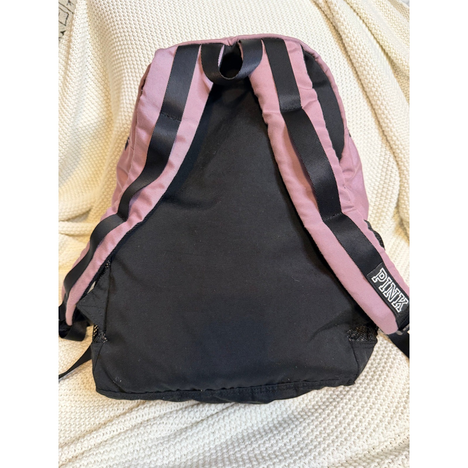 Pink Victoria’s Secret Backpack Mauve Pink Gray Black Logo School Travel Bag