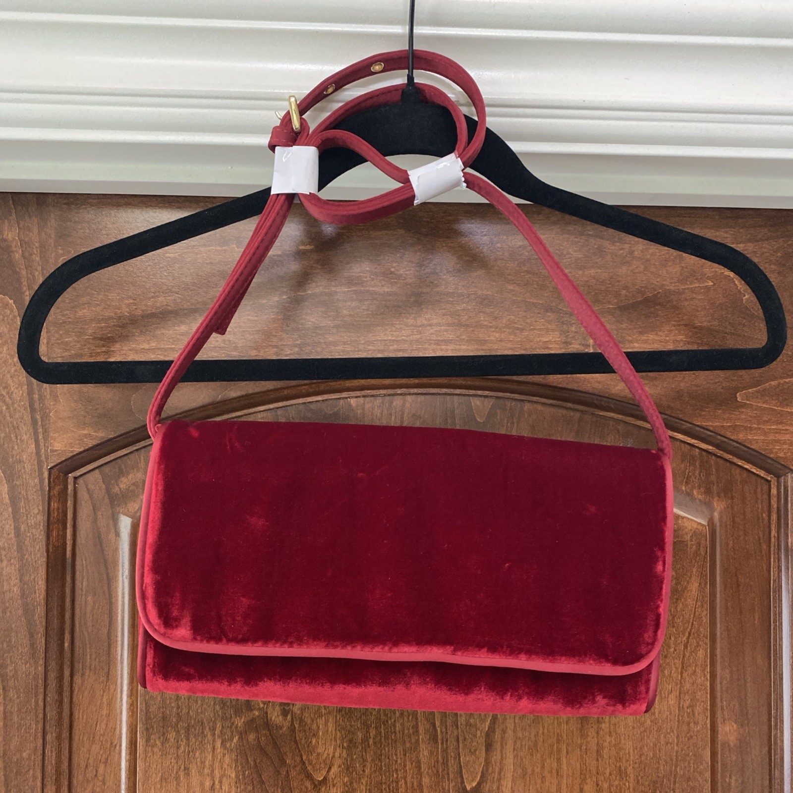J. Crew Florence convertible clutch in velvet In Deep Ruby NWT