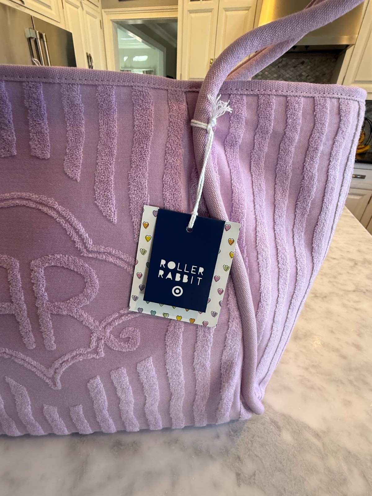 Roller Rabbit x Target Striped Large Terry Beach Tote Bag Lavender NWT