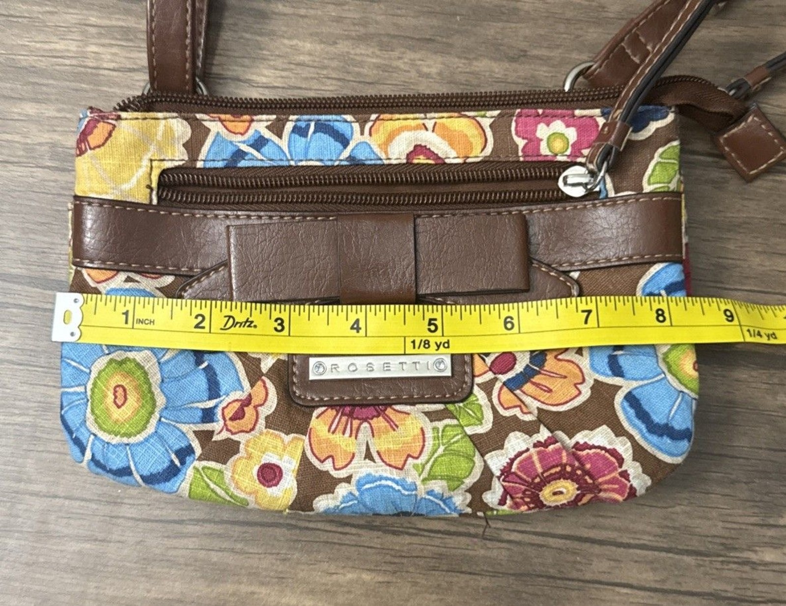 Rosetti Floral Canvas Crossbody Bag | 8.5 x 5.5 x 2 | Strap Adjusts Out To 52in