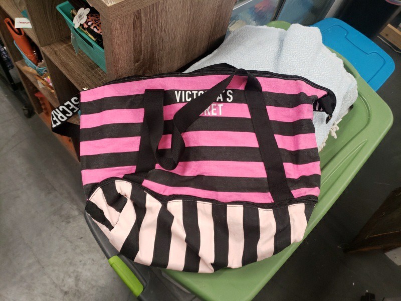 Victoria’s Secret Weekender Bag Pink & Black Stripe Tote Spring