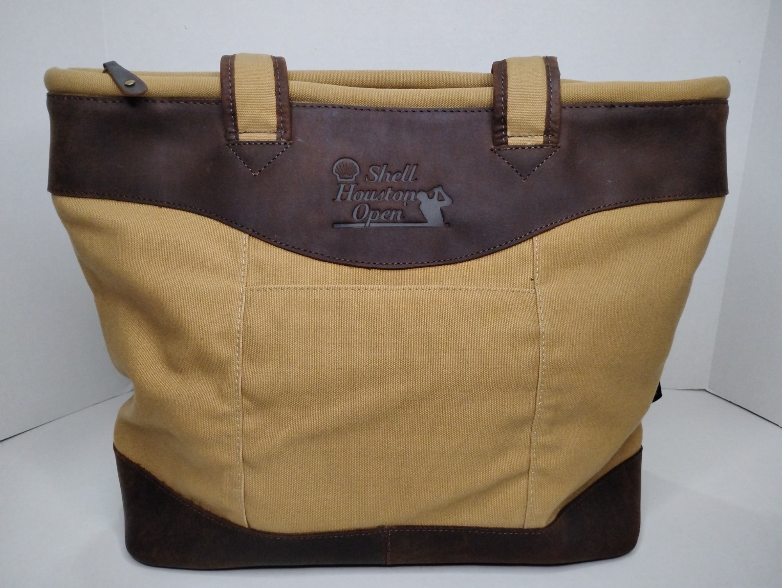 Unisex Canyon Outback Leather/Canvas Shoulder Tote Bag Shell Houston Open Logo