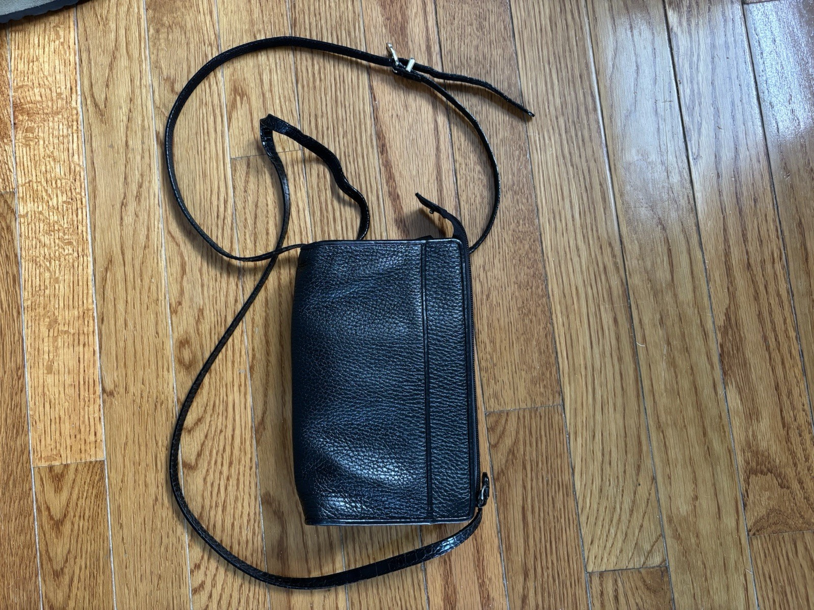 Brighton Black Brown Textured Leather Small Crossbody Bag Purse Wallet Organizer