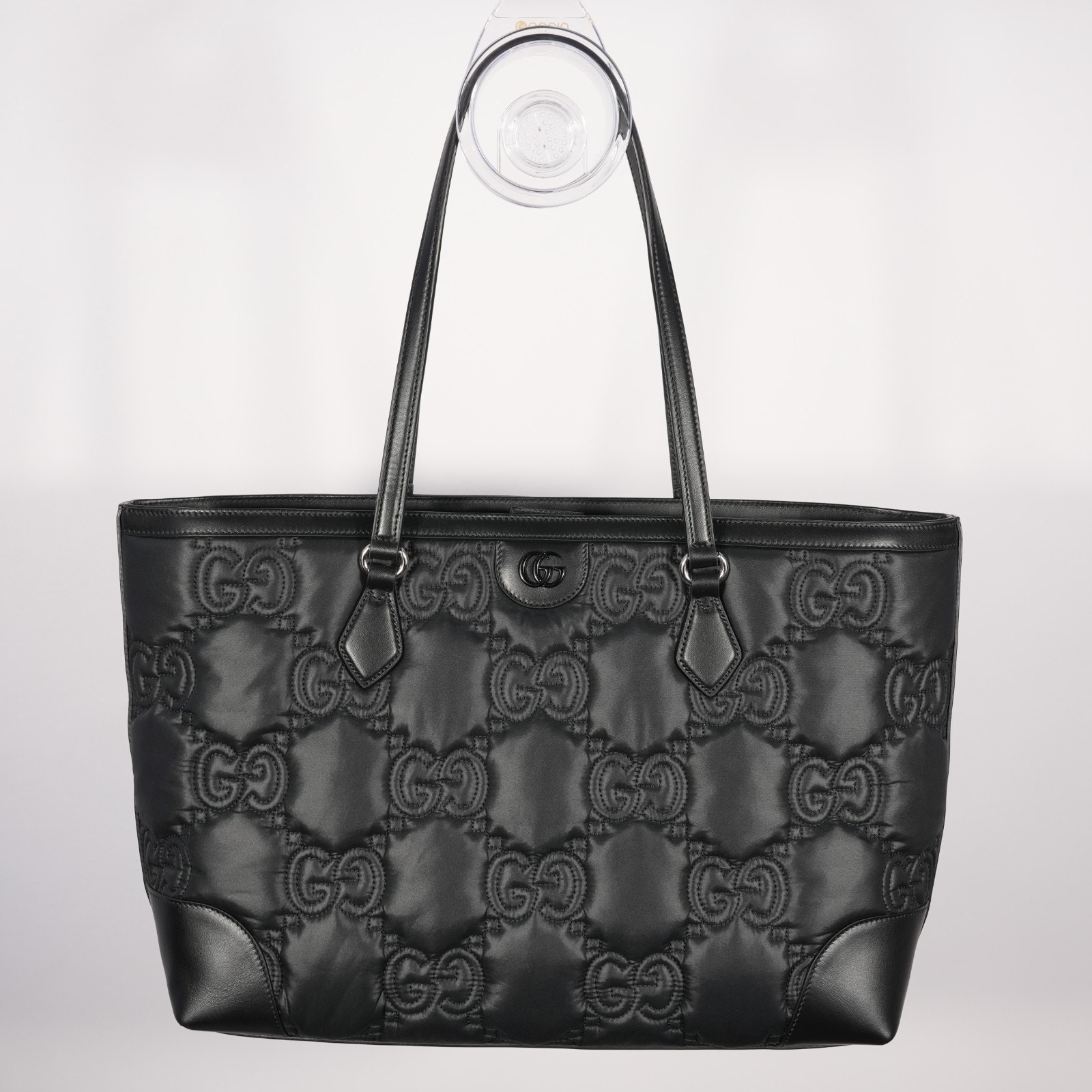 Gucci GG Black Nylon Leather Ophidia Medium Purple Interior