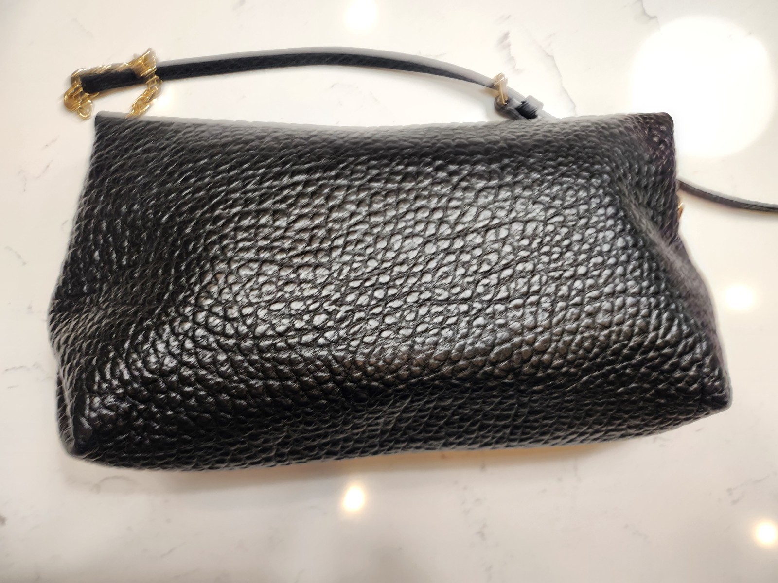 Burberry Mildenhall Black Grained Leather Chain Shoulder Bag