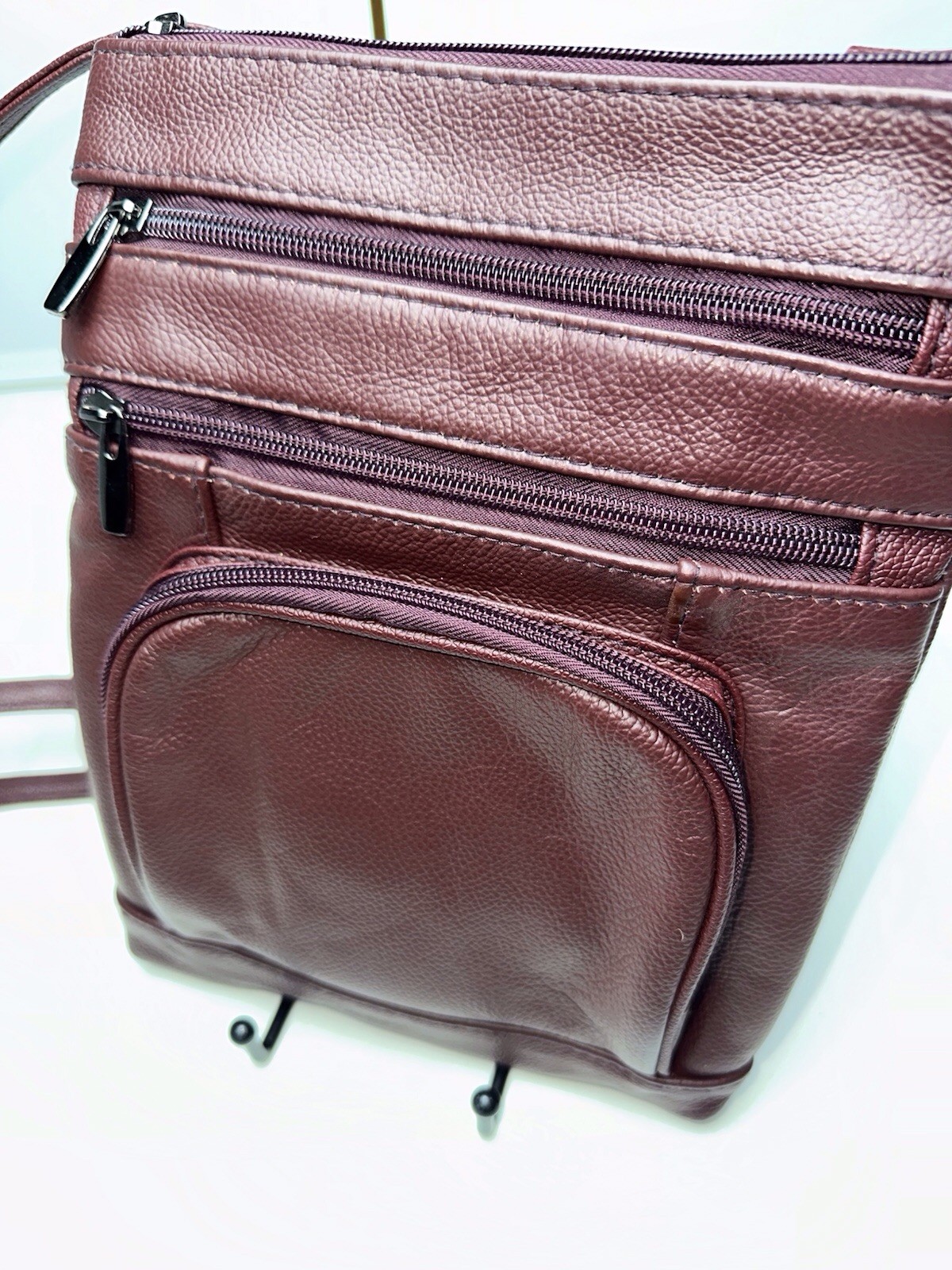 pleather Burgandy Crossbody handbag with Adjustable straps