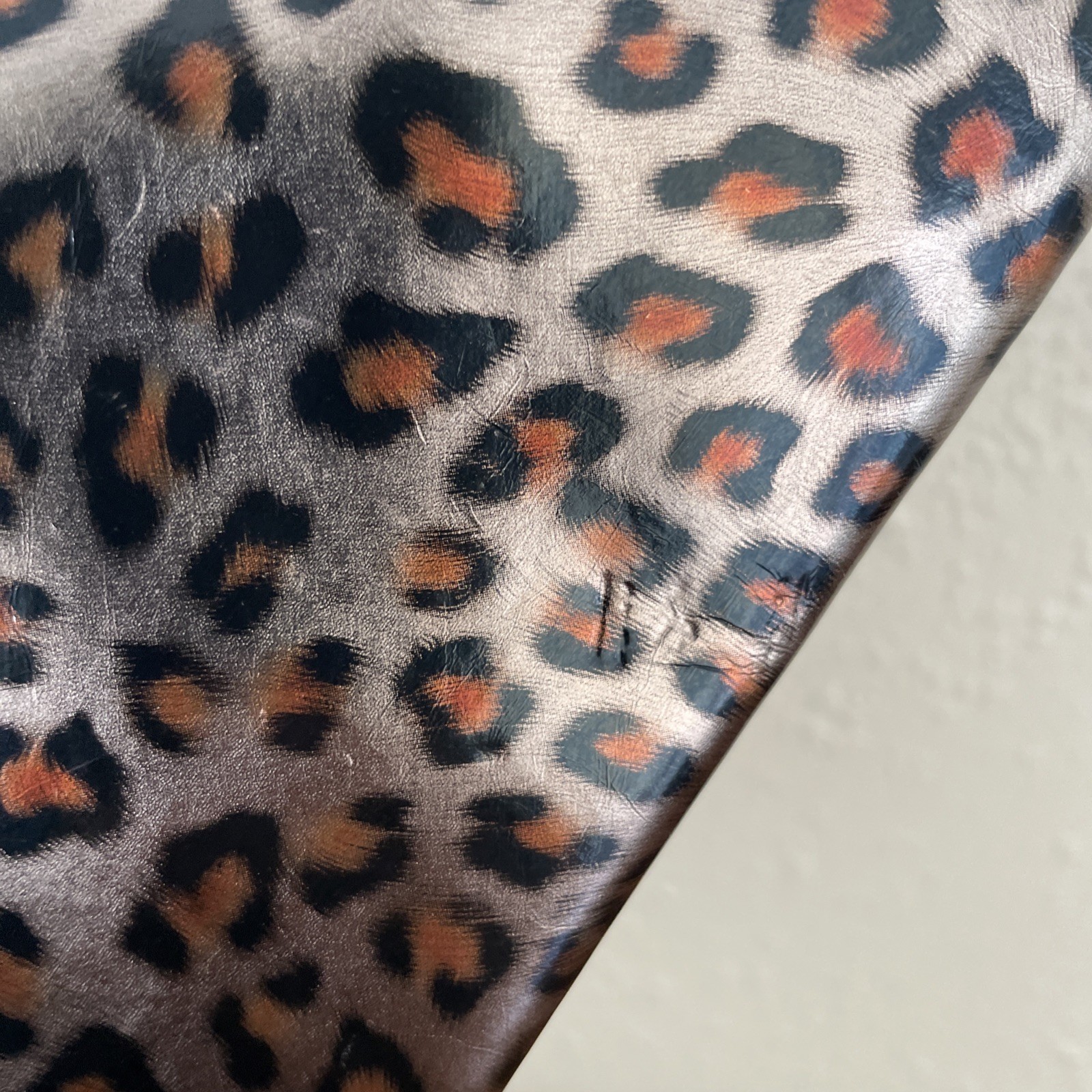 Leopard Cheetah Print Vinyl Clutch Wallet Rock Chic Grunge 00’s Double Kisslock