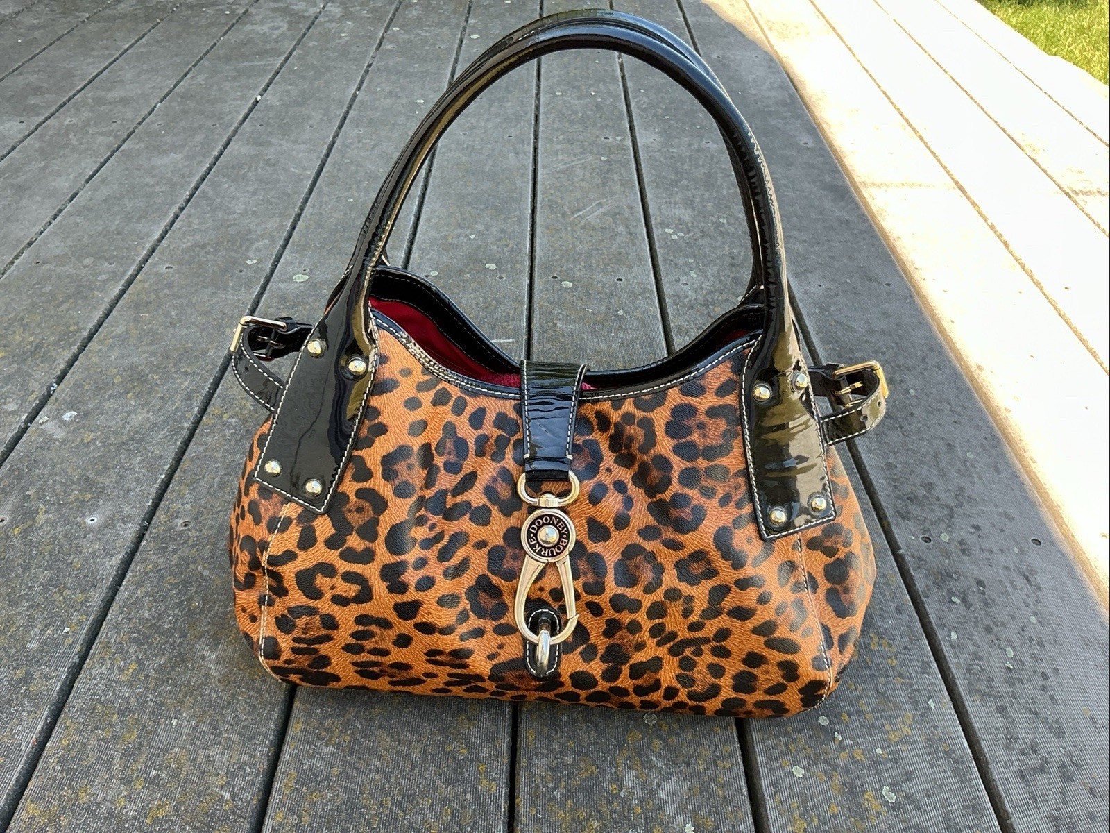DOONEY & BOURKE Large Hobo Cheetah Animal Print Brown Purse Handbag Nice